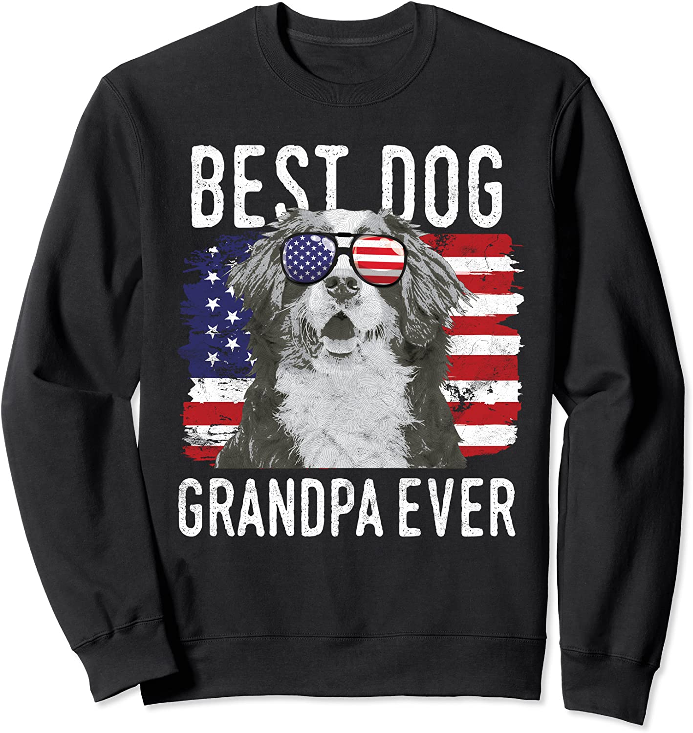 American Flag Best Dog Grandpa Ever Bernese Mountain Dog Sweatshirt