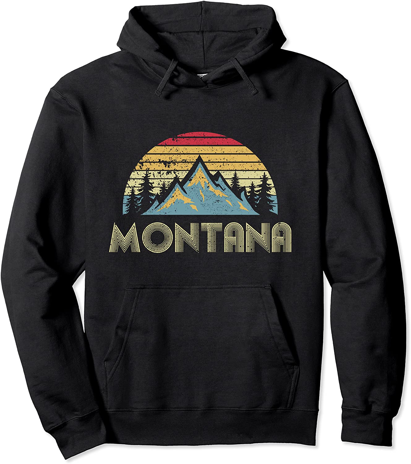 Montana Retro Vintage Mountains Camping Hiking Hoodie