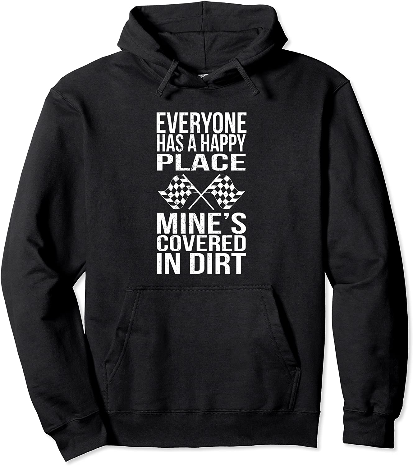 Happy Place Covered Dirt Track Race Car Crew Driver Gift Pullover Hoodie