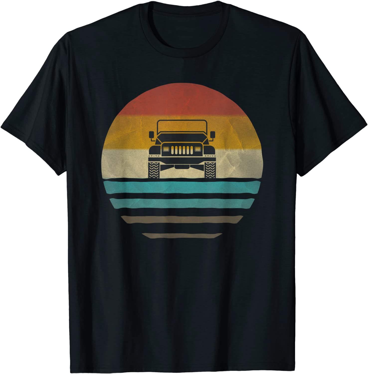 Retro Vintage Sunset 4x4 Car Off Road Wave Men Women Gift T-Shirt