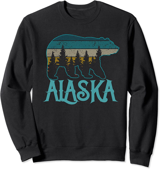 Alaska Vintage Grizzly Bear Nature Hiking Souvenir Gift Sweatshirt