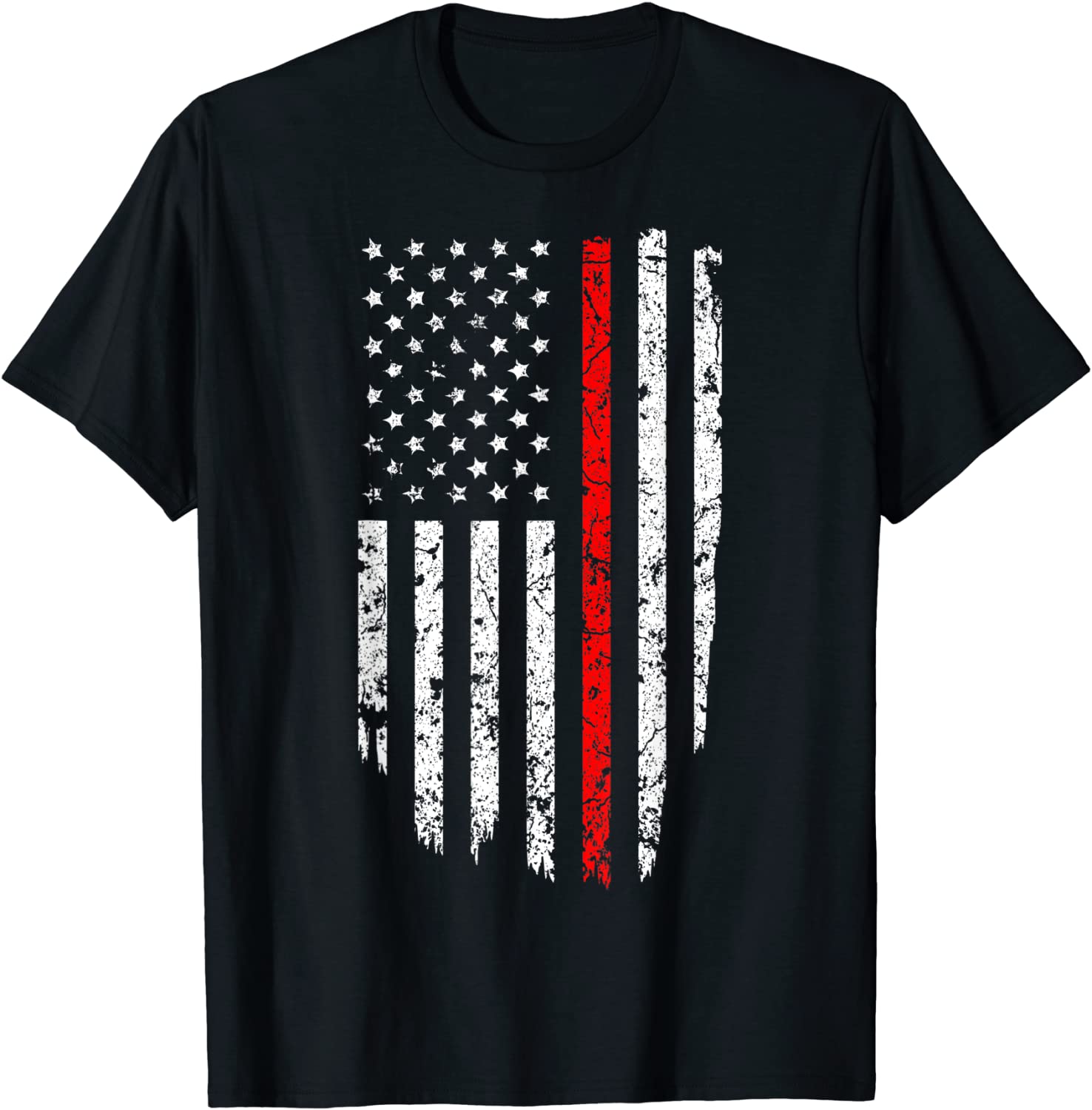 Thin Red Line American Flag T-Shirt Cool Firefighter Support