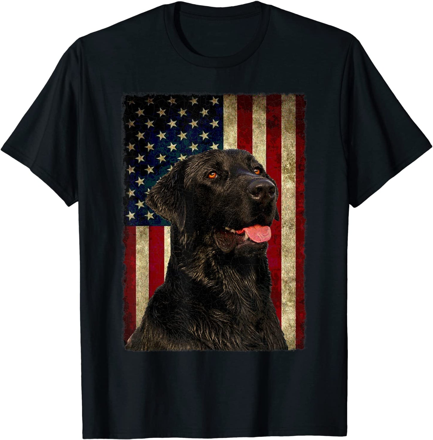 Black Labrador T Shirt Gift USA Flag Lab Owner Duck Hunter
