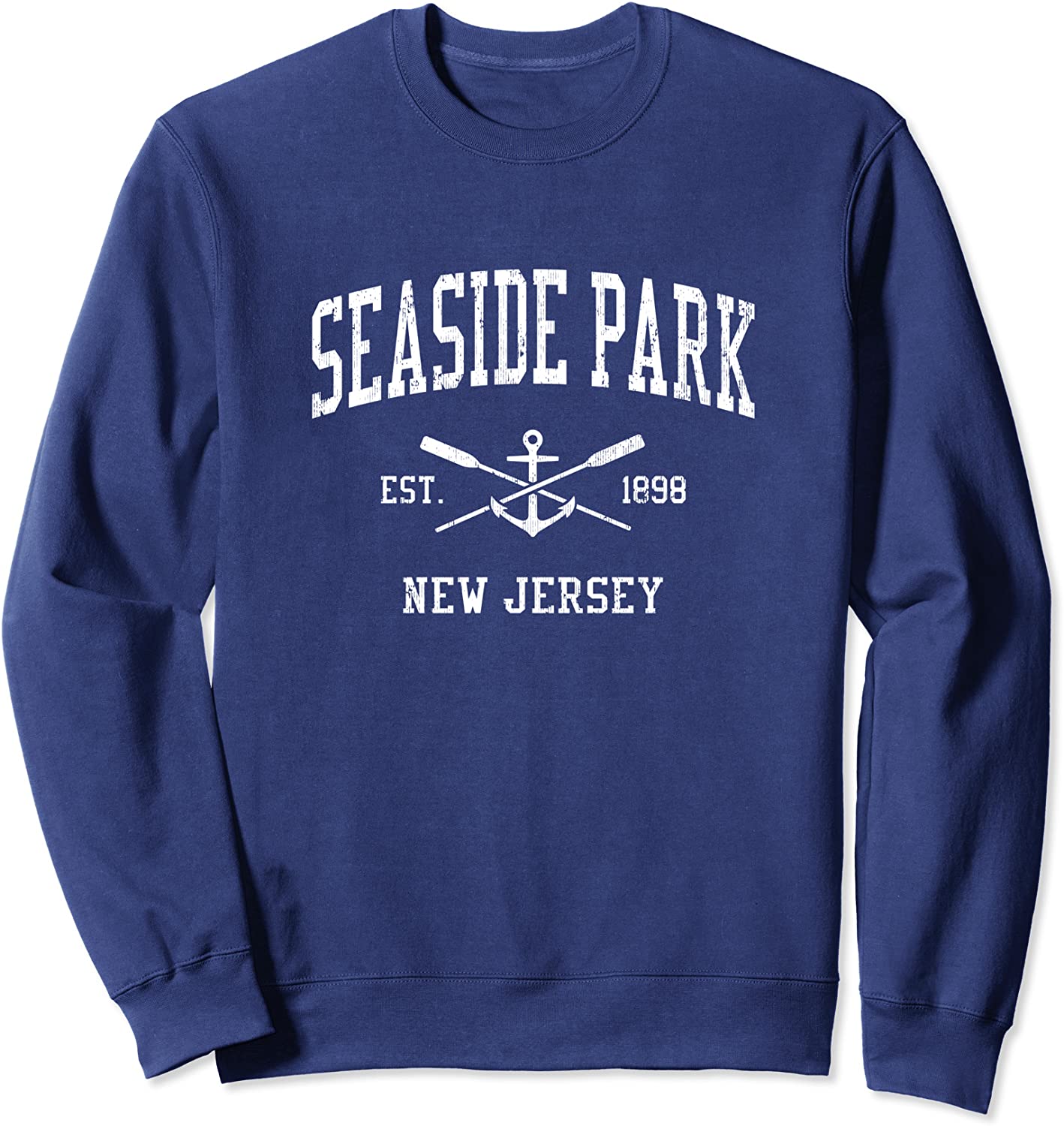 Seaside Park NJ Vintage Crossed Oars Boat Anchor Sports Sweatshirt