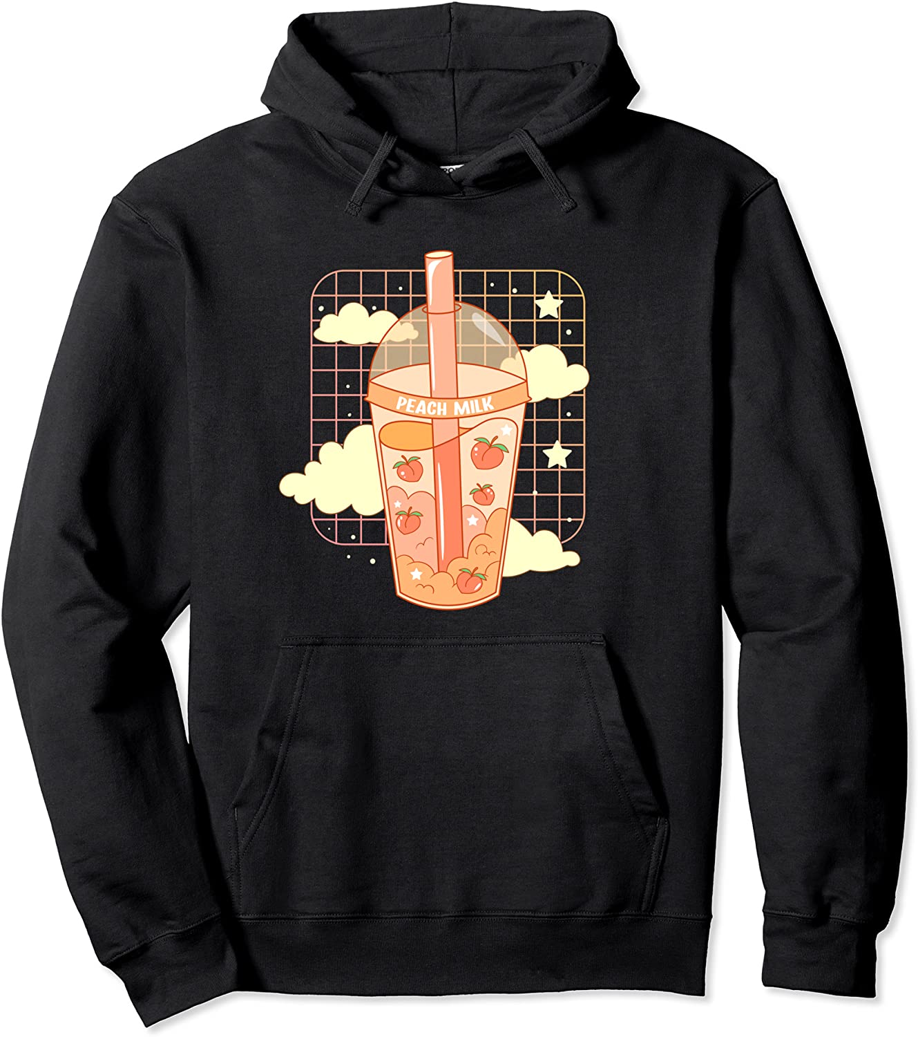 Japanese peach milk Cool boba milkshake aesthetic harajuku Pullover Hoodie