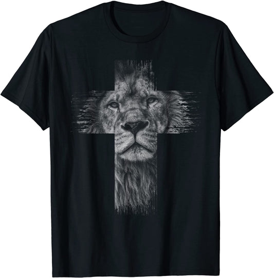 Christian Jesus Lion of Tribe Judah Cross Gift for Men Women T-Shirt