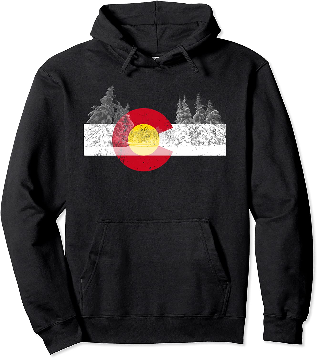 Colorado Flag Mountain Ski Trees Outdoor Men Women Gift Pullover Hoodie