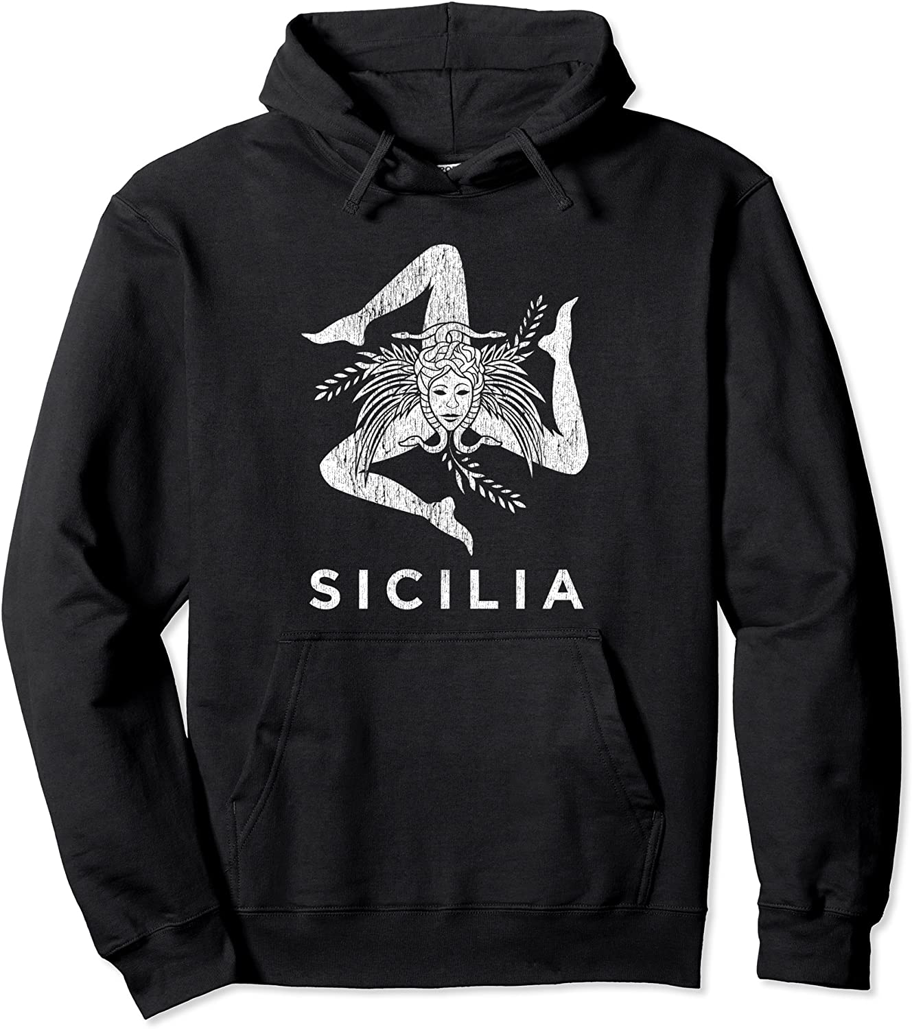 Sicilian Pride - Sicilia - Sicilian Flag Trinacria Faded Pullover Hoodie