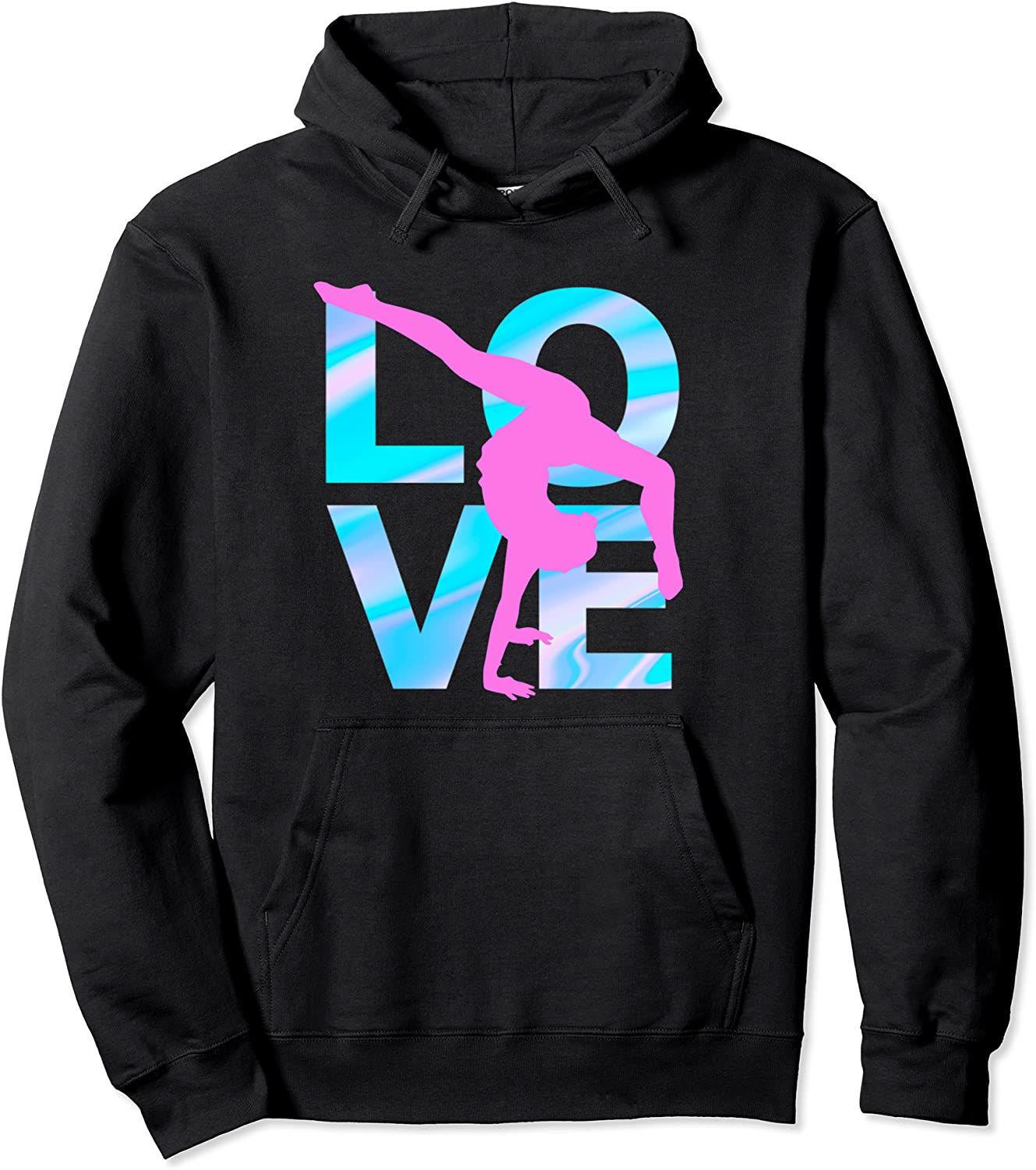 LOVE Gymnastics Hoodie Pullover Gymnast Turns Flips Girl Top