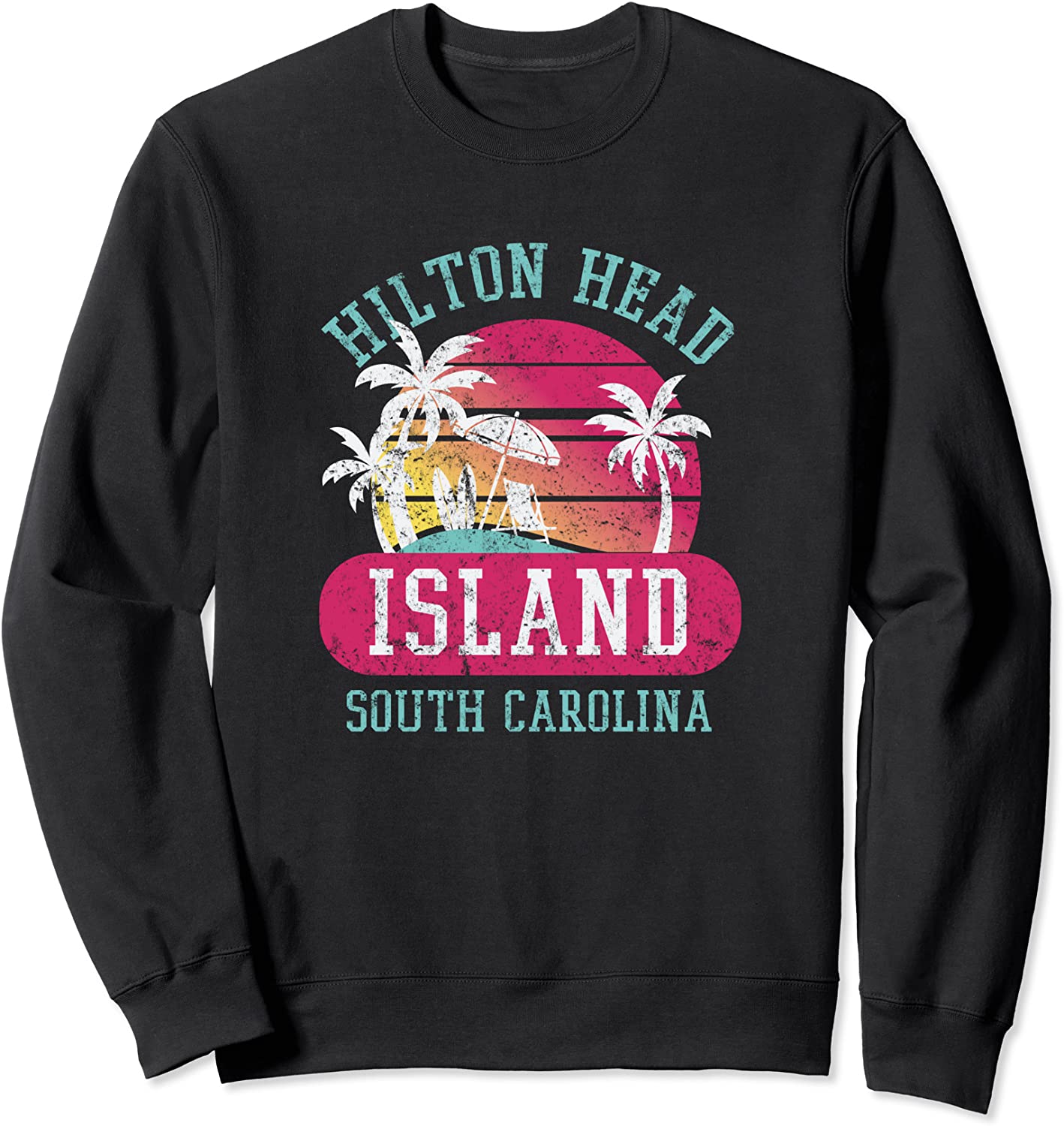 Vintage Hilton Head SC Beaches Novelty Art Graphic Design Sweatshirt