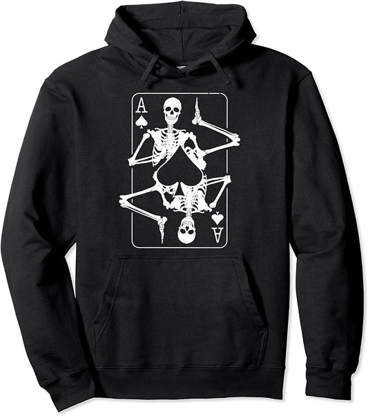 Card Ace Of Spaces Goth Design Gift Idea Skeletons Pullover Hoodie