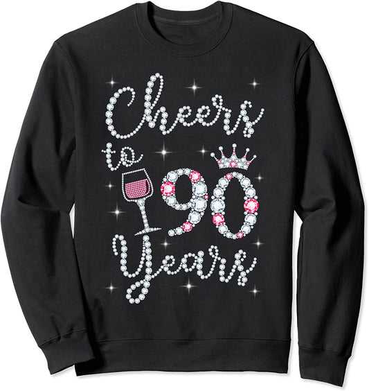 Cheers to 90 Years 1929 90Th Birthday Gift Tee For Womens Sweatshirt