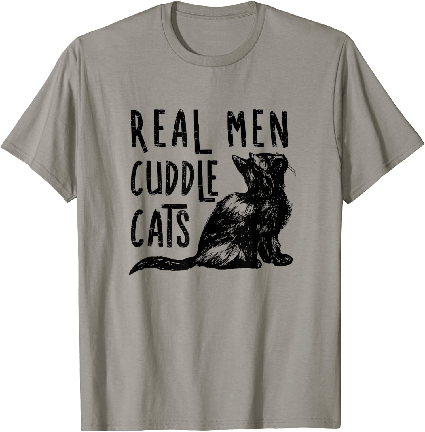 Real Men Cuddle Cats Funny Cat T-Shirt
