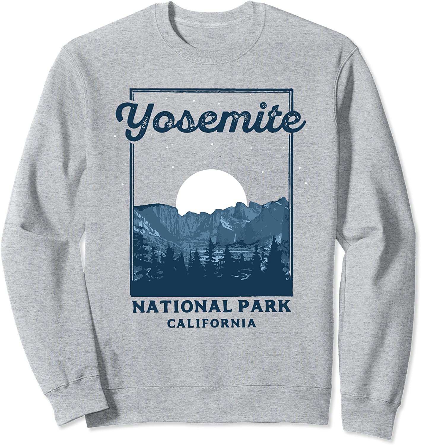 Yosemite National Park at Night Retro Moon Stars Graphic Sweatshirt