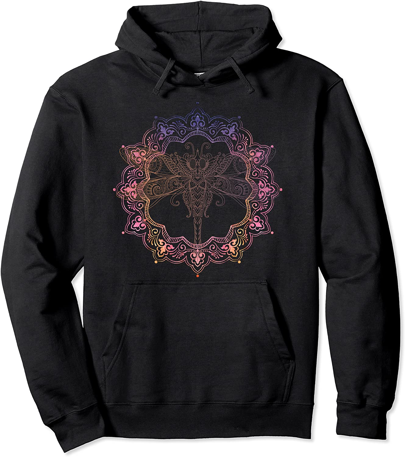 Yoga Colorful Mandala Chakra Fractal Geometry Dragonfly Pullover Hoodie