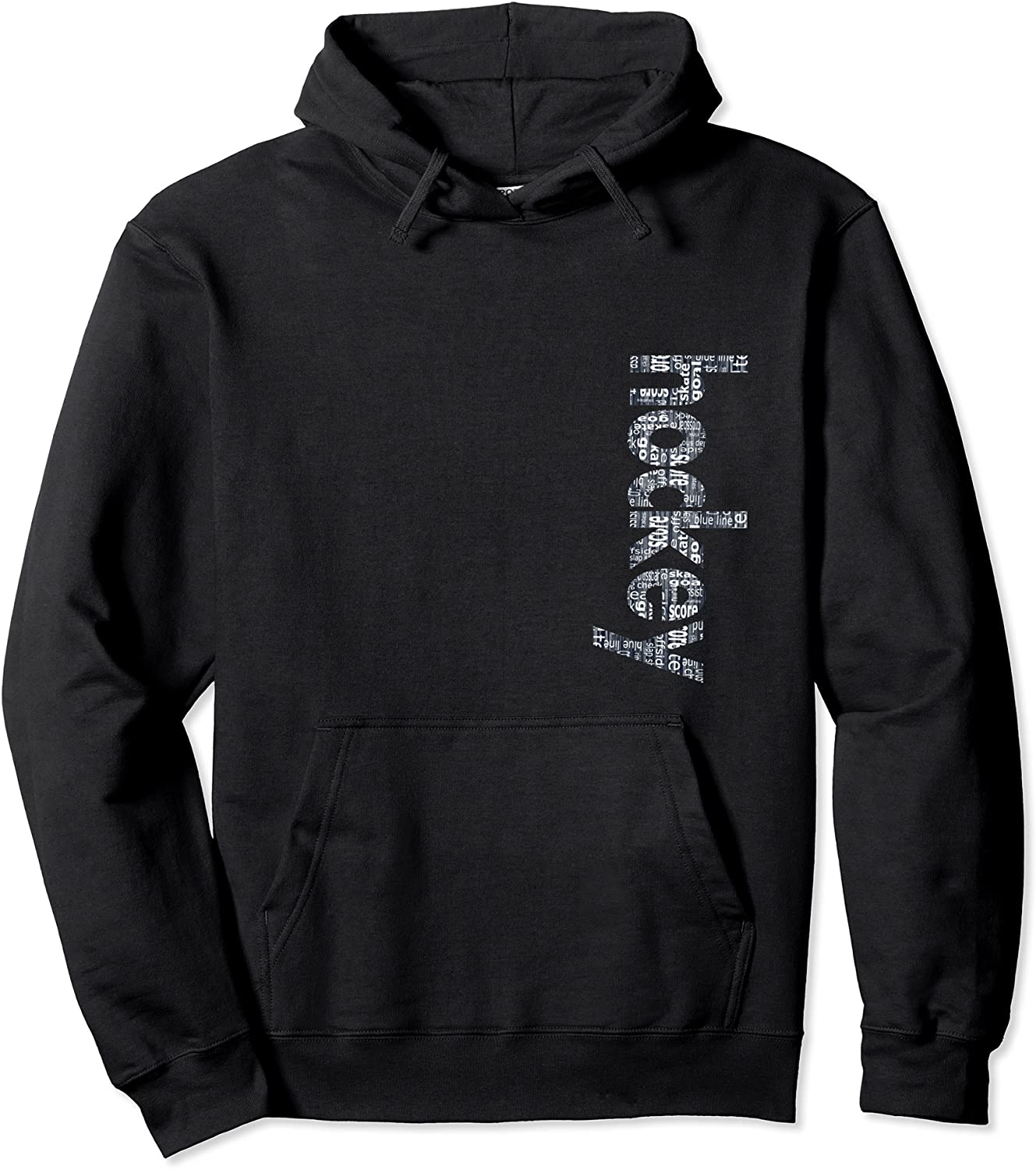 Hockey Hoodie with Ice Goal Score Team Puck Skate in Letters