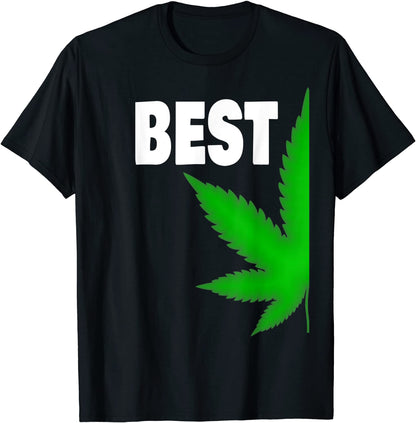 Couples Matching Best Buds BFF Marijuana Leaf Weed Gift T-Shirt