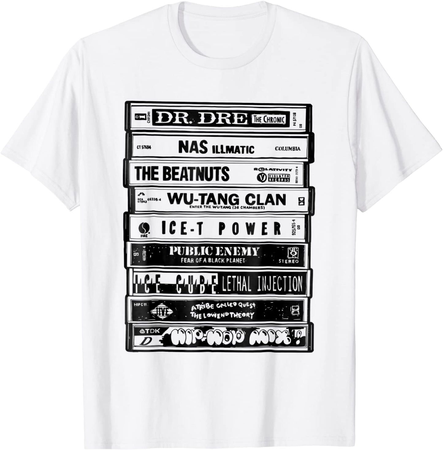 Hip Hop Artists Cassettes T-Shirt - Old School Rap Tee