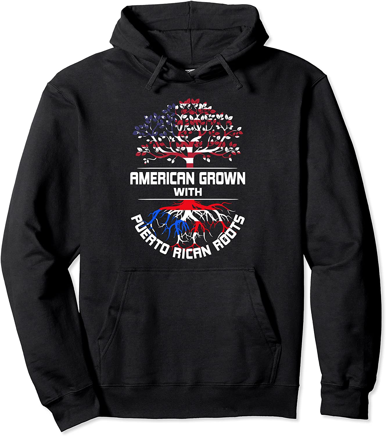 American Grown Puerto Rican Roots America Flag Pullover Hoodie