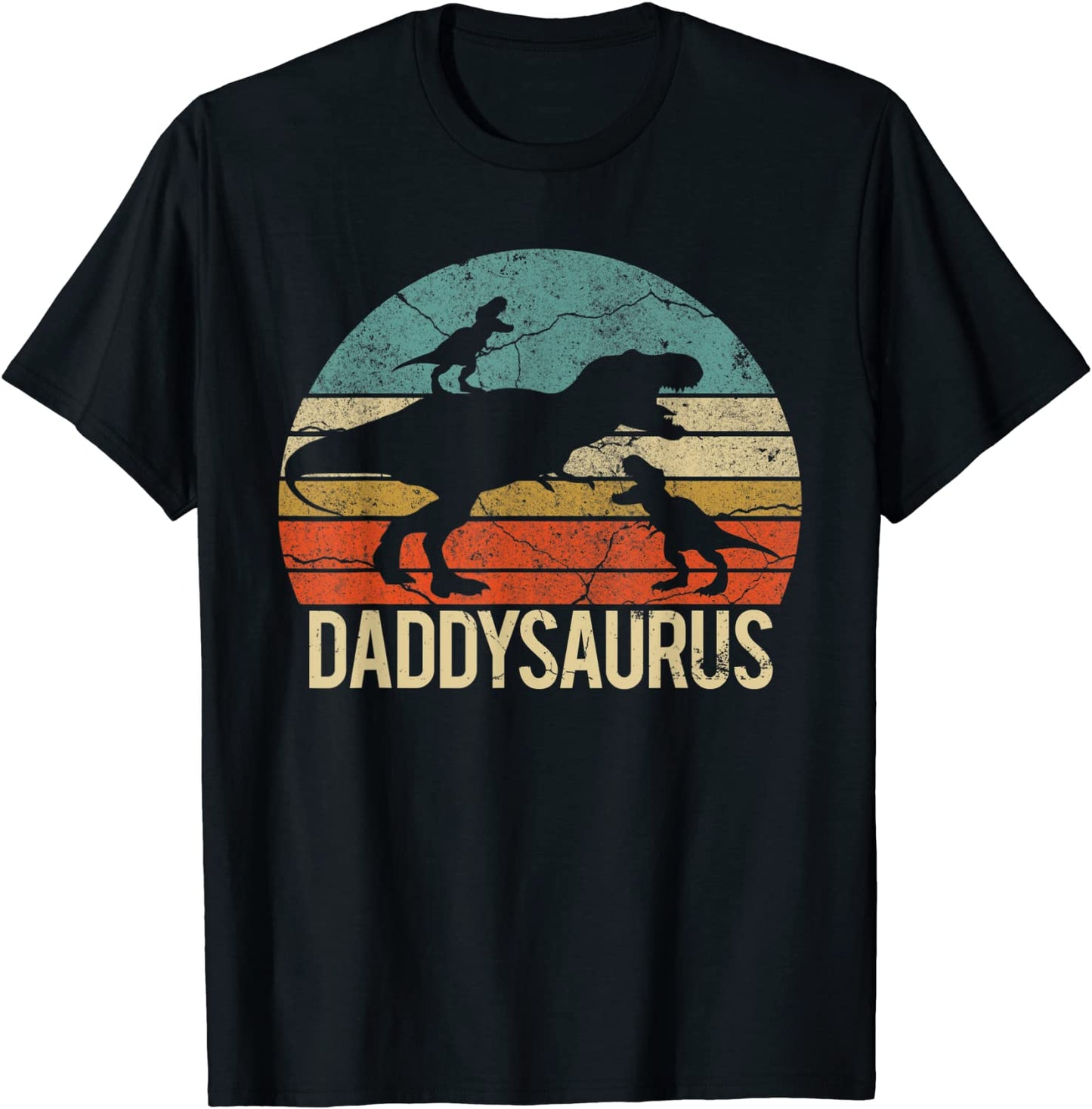 Daddy Dinosaur Daddysaurus 2 Two kids christmas Gift For Dad T-Shirt