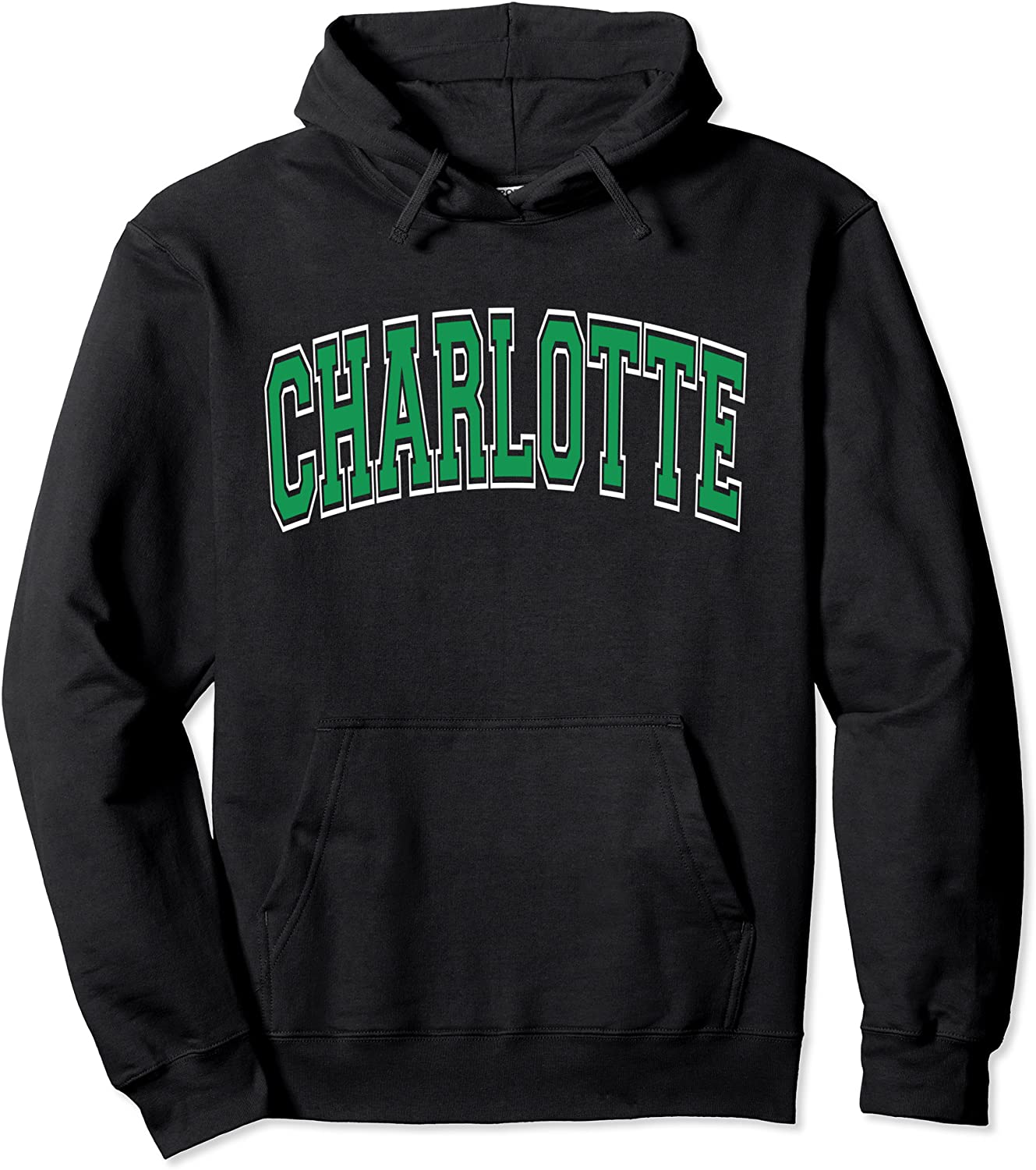 Charlotte NC North Carolina Varsity Style Green Text Pullover Hoodie
