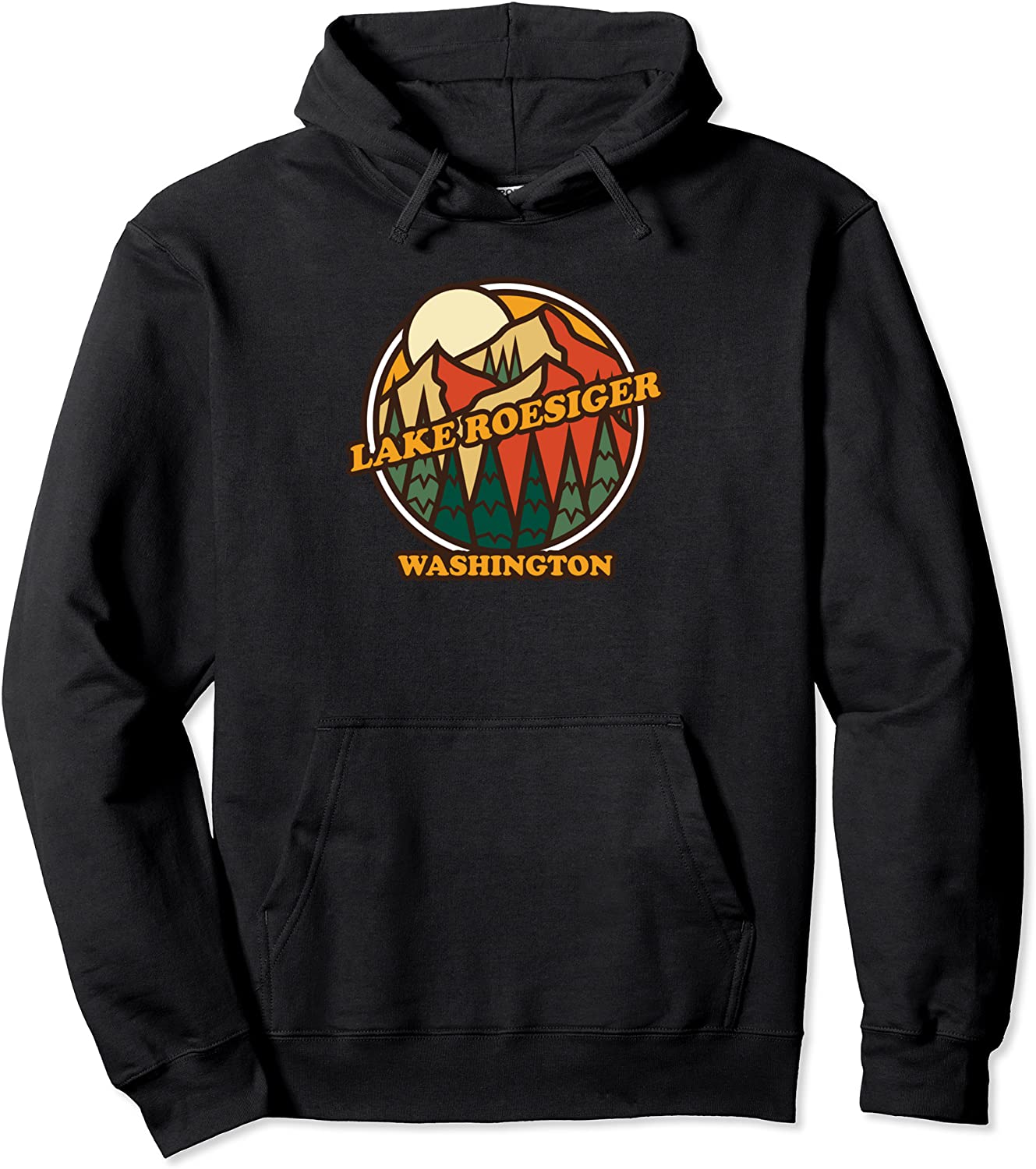 Vintage Lake Roesiger Washington Mountain Hiking Souvenir Pullover Hoodie