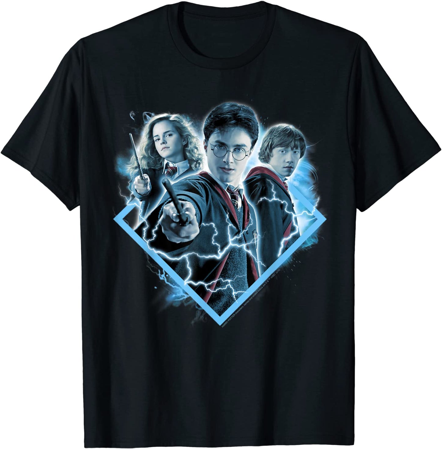 Harry Potter Hermione Granger Ron Weasley Blue Hue Portrait T-Shirt