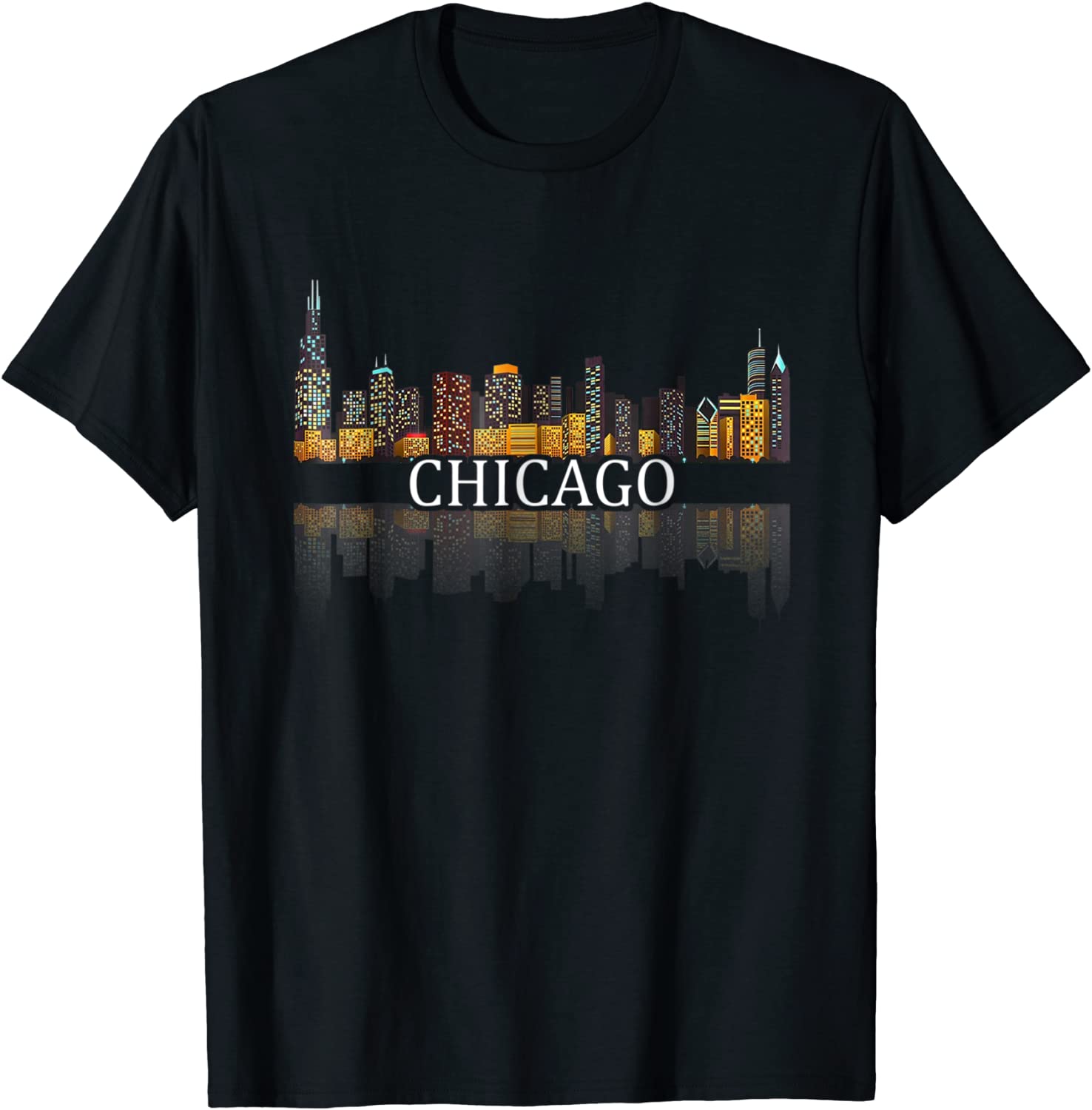 Chicago T Shirt Chicago City Skyline Lights At Night Gifts