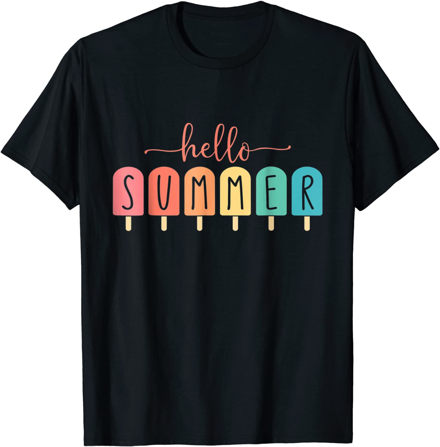 Hello Summer Ice Cream Vacation Popsicle Ice Lolly Gifts T-Shirt