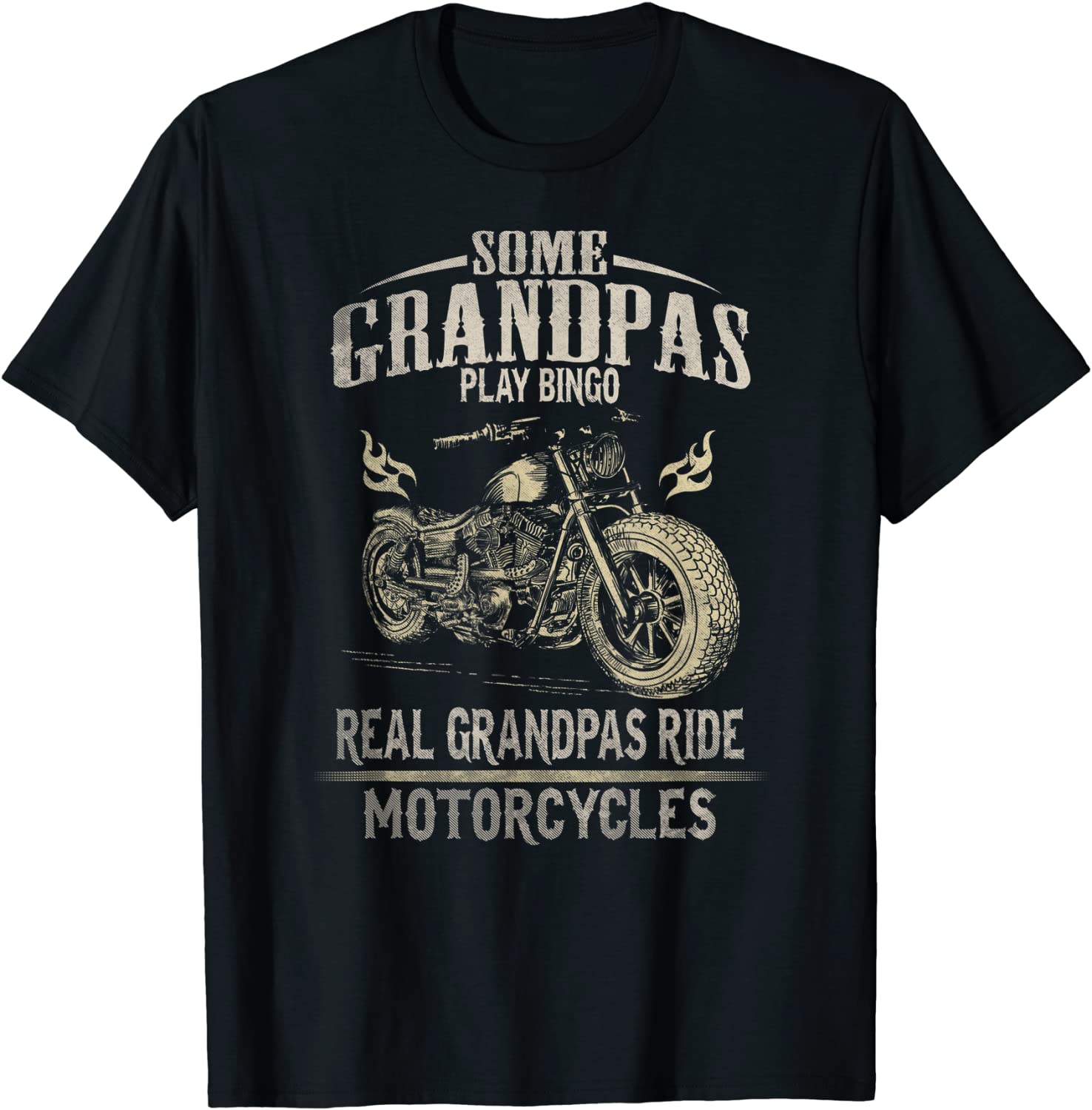 Mens Real Grandpas Ride Motorcycle Tee Biker Grandpa T-Shirt