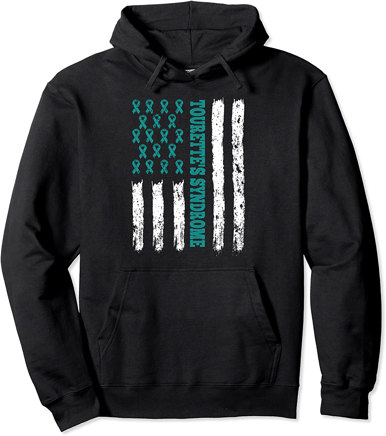 Tourettes Syndrome Awareness Tourettes Related Teal Ribbon Pullover Hoodie