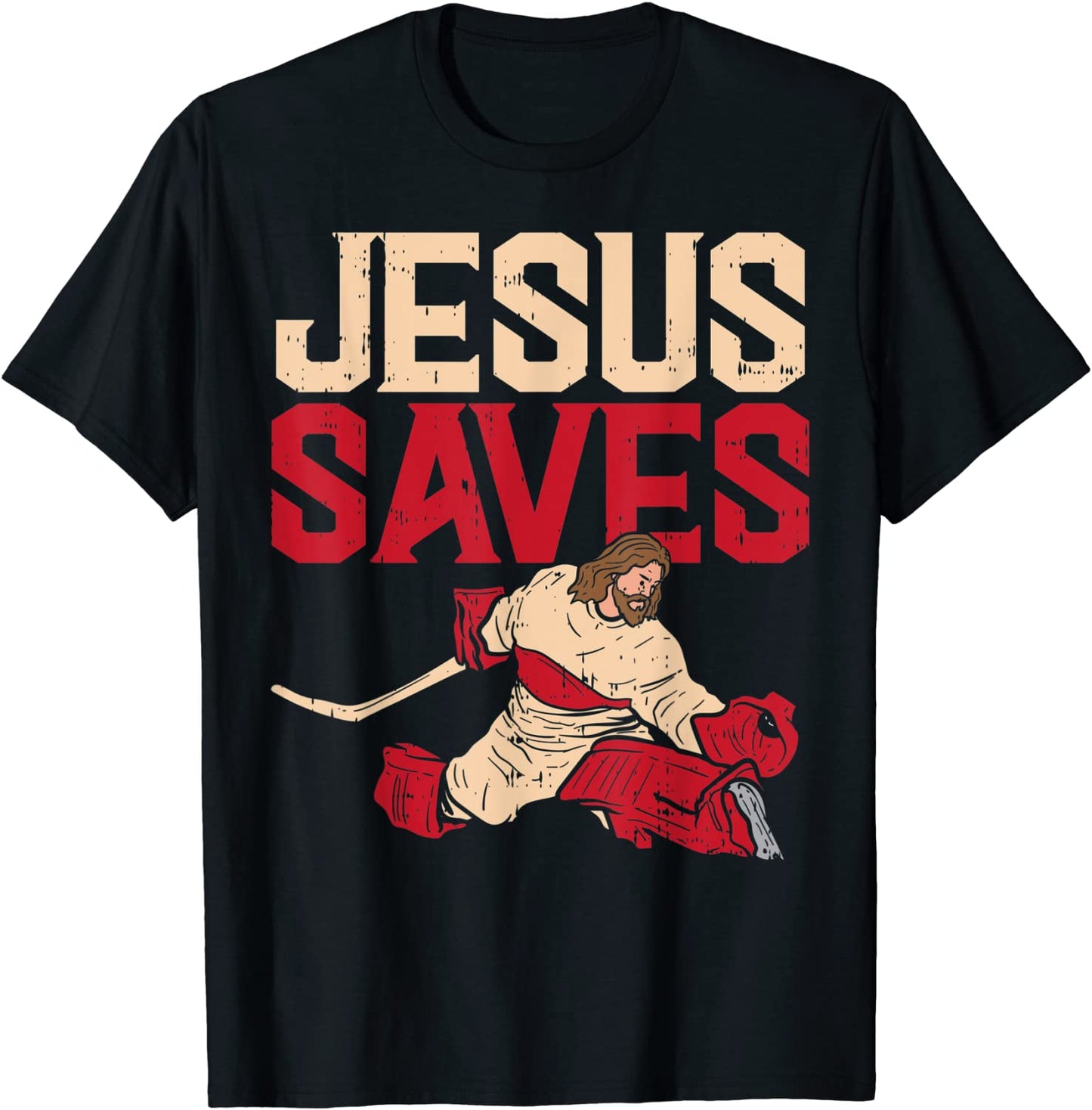 Jesus Saves Ice Hockey Goalie Sport Religious Christian Gift T-Shirt