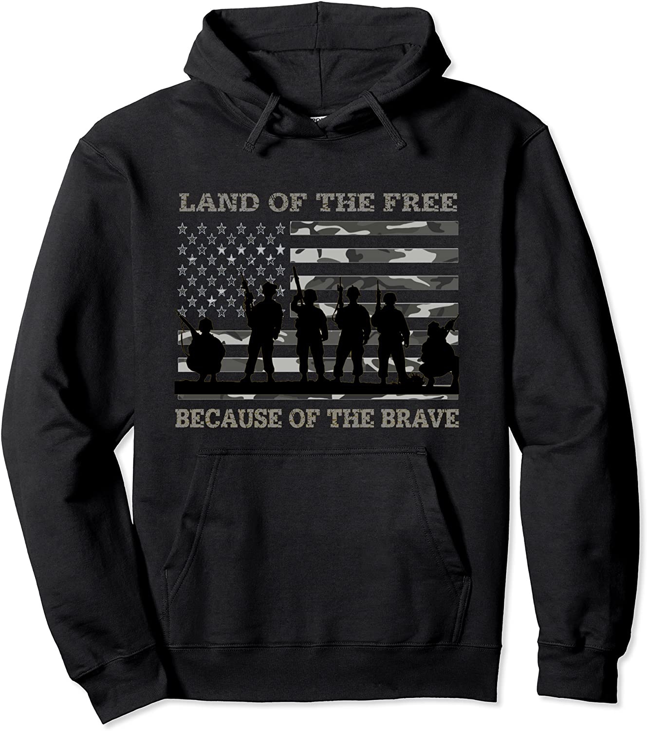 Land Of the Free Because of The Brave Urban Camo troops Pullover Hoodie