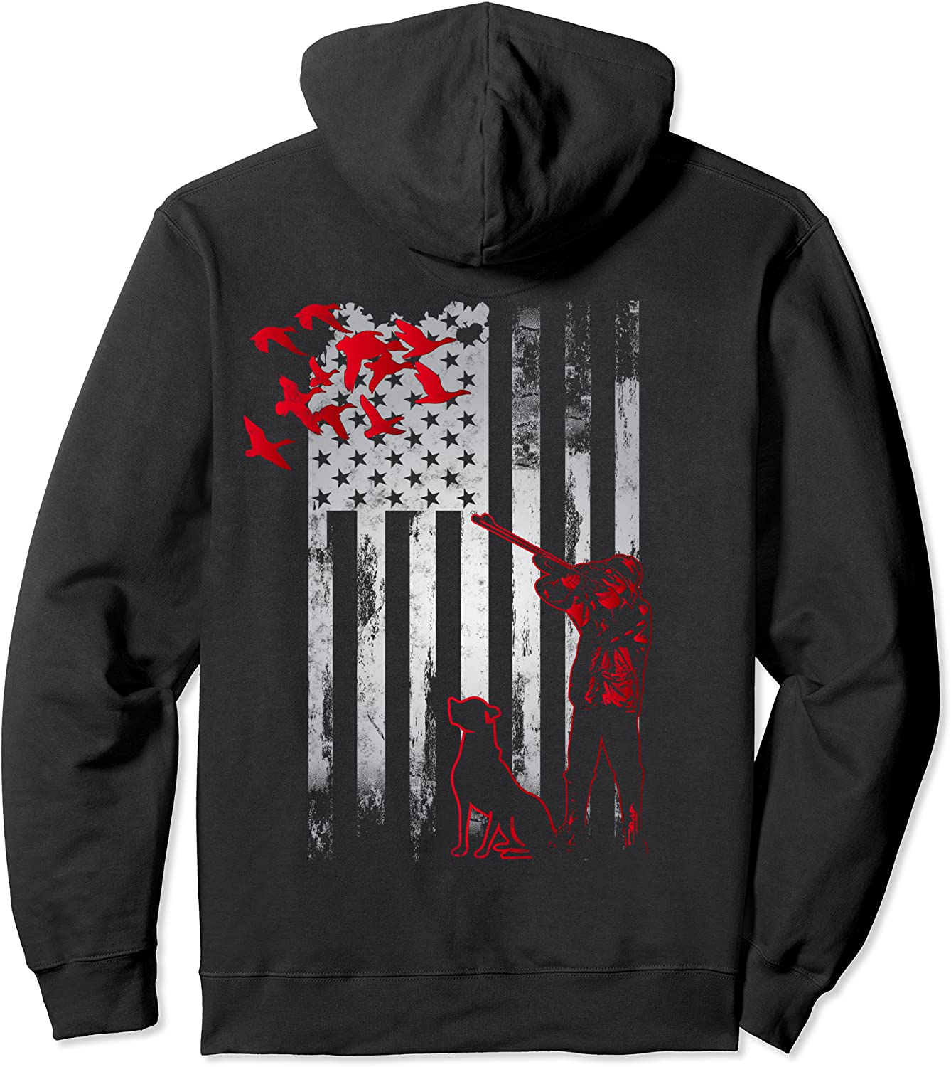 Duck Hunting with Dog Hunters Daddy gift American USA Flag Pullover Hoodie