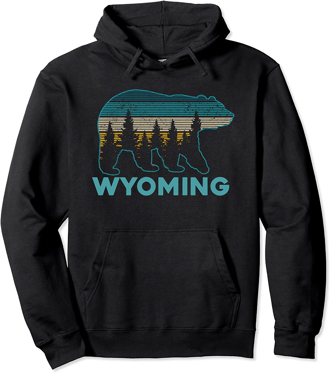 Wyoming Vintage Grizzly Bear Nature Hiking Souvenir Gift Pullover Hoodie