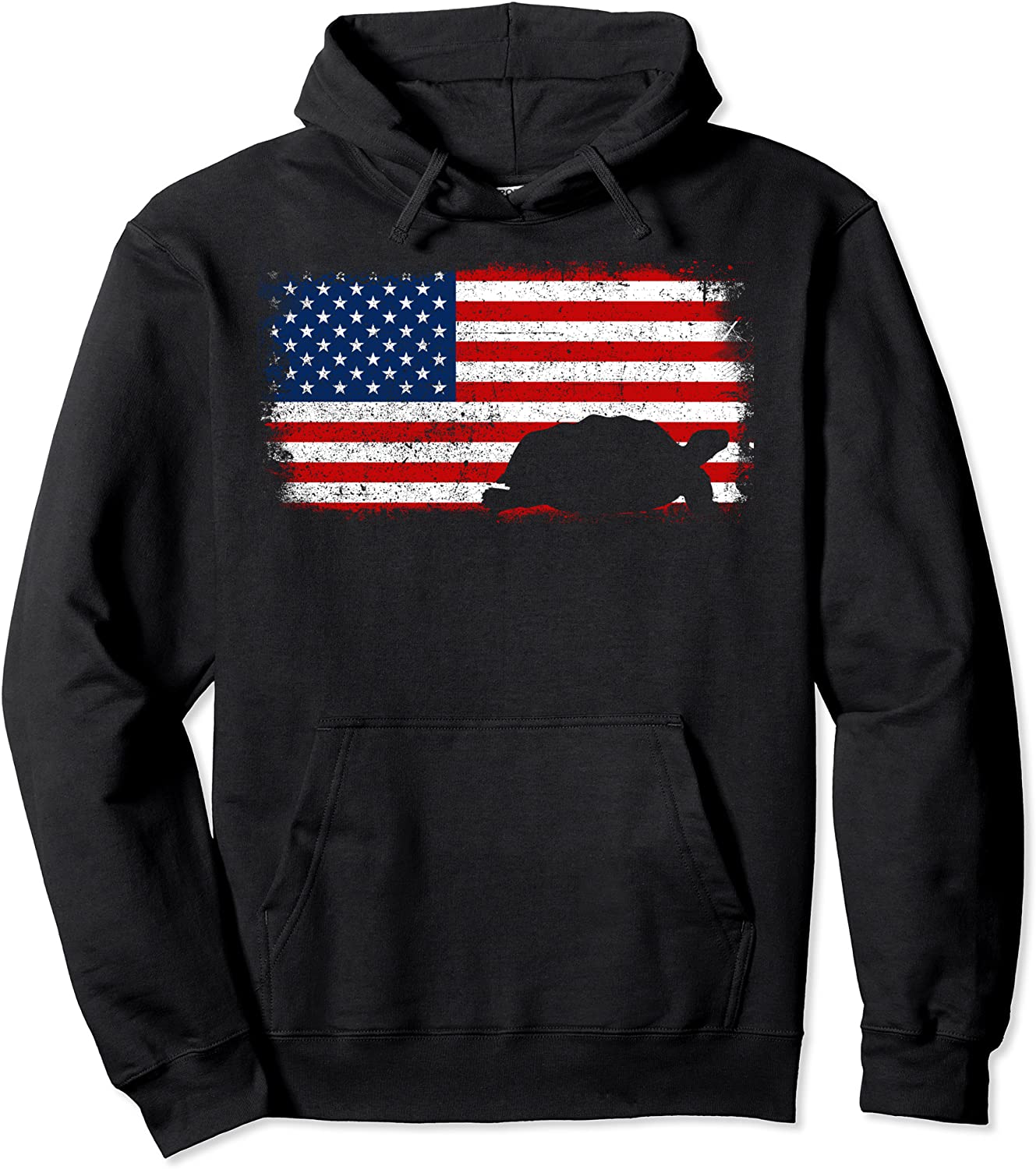 RUSSIAN TORTOISE Patriotic American Flag Vintage Pullover Hoodie