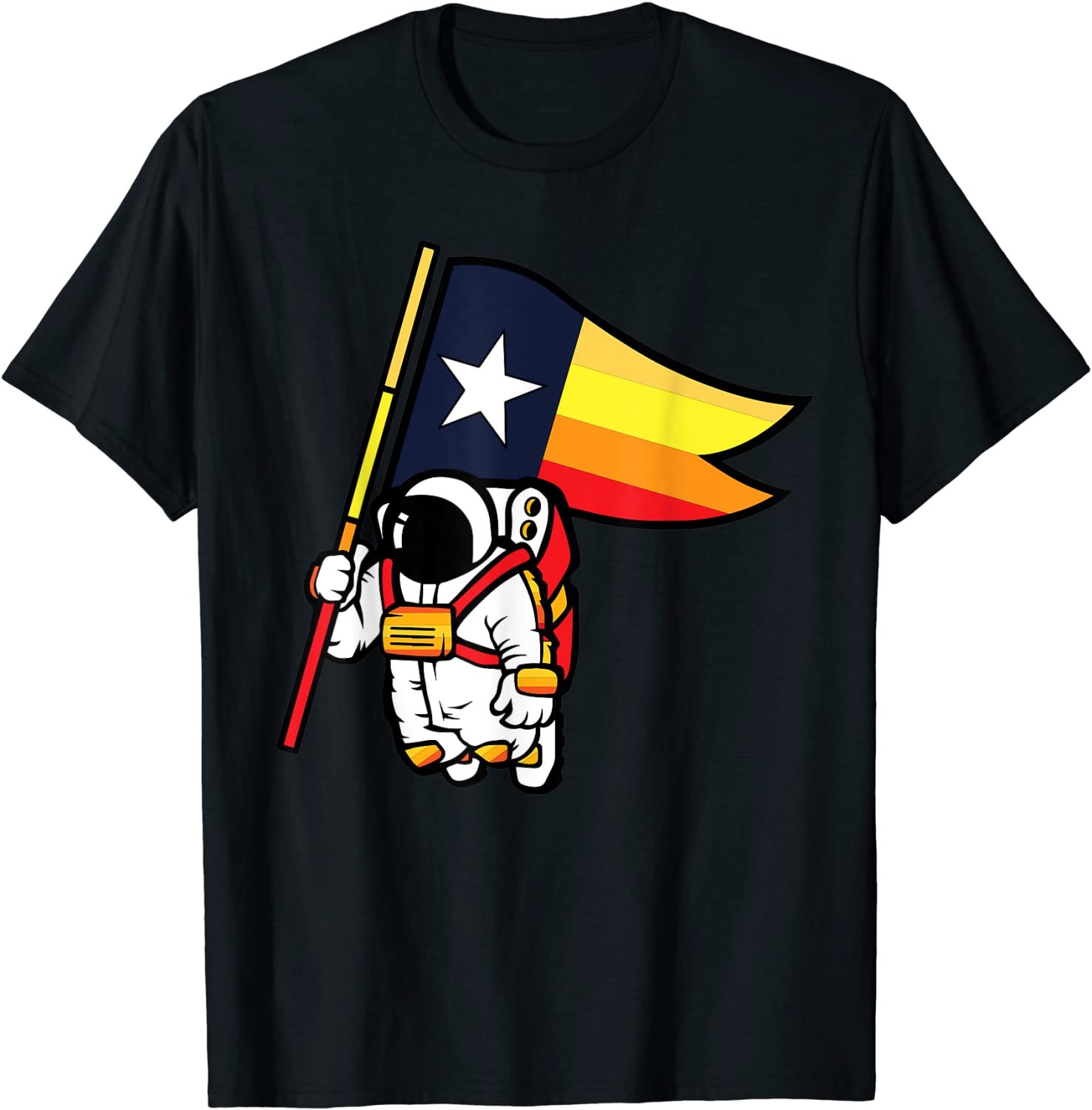 Houston Champ Texas Flag Astronaut Space City T-Shirt