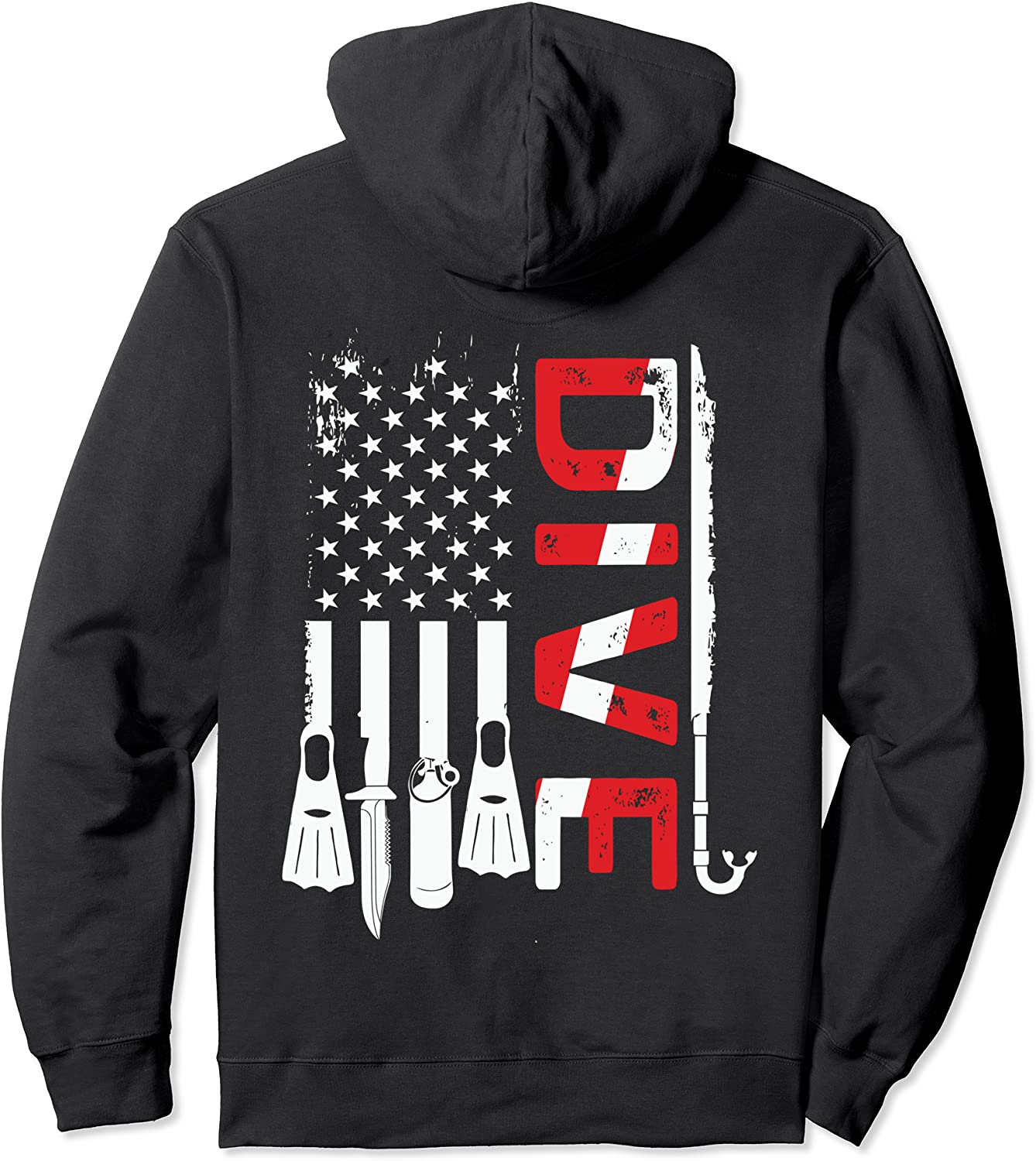 Vintage Scuba Diving Gear American Scuba Diver Down Flag Pullover Hoodie