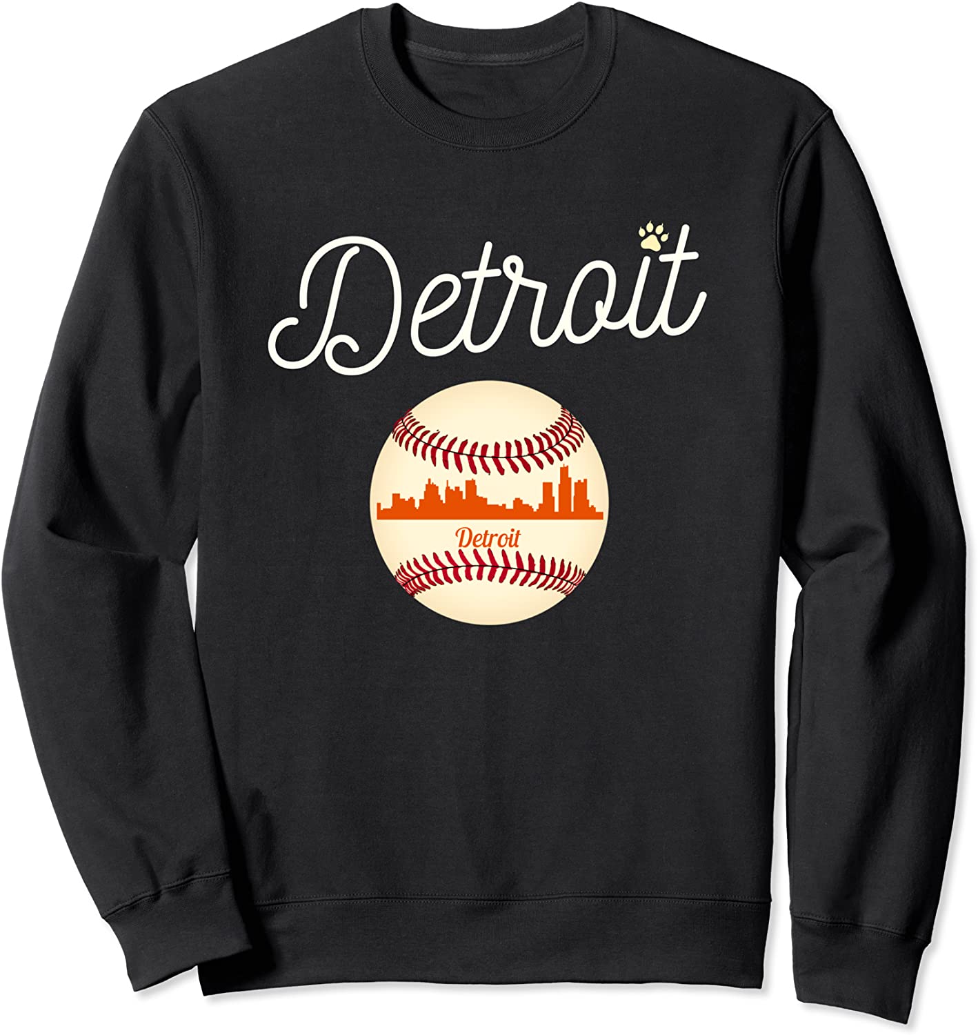 Distressed Tiger Mascot Tshirt Detroit Baseball Skyline Sweatshirt