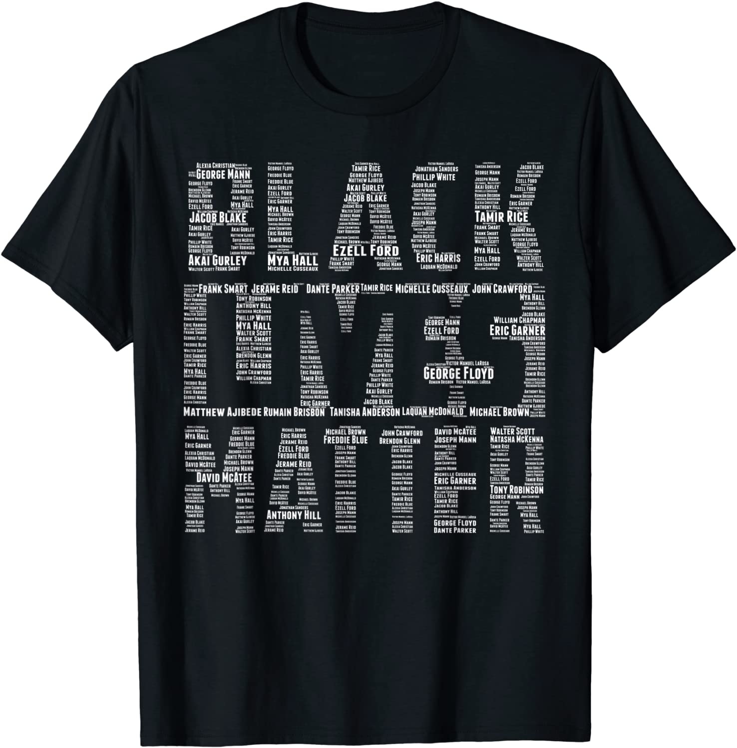 Black Lives Matter With Names Of Victims - BLM T-Shirt
