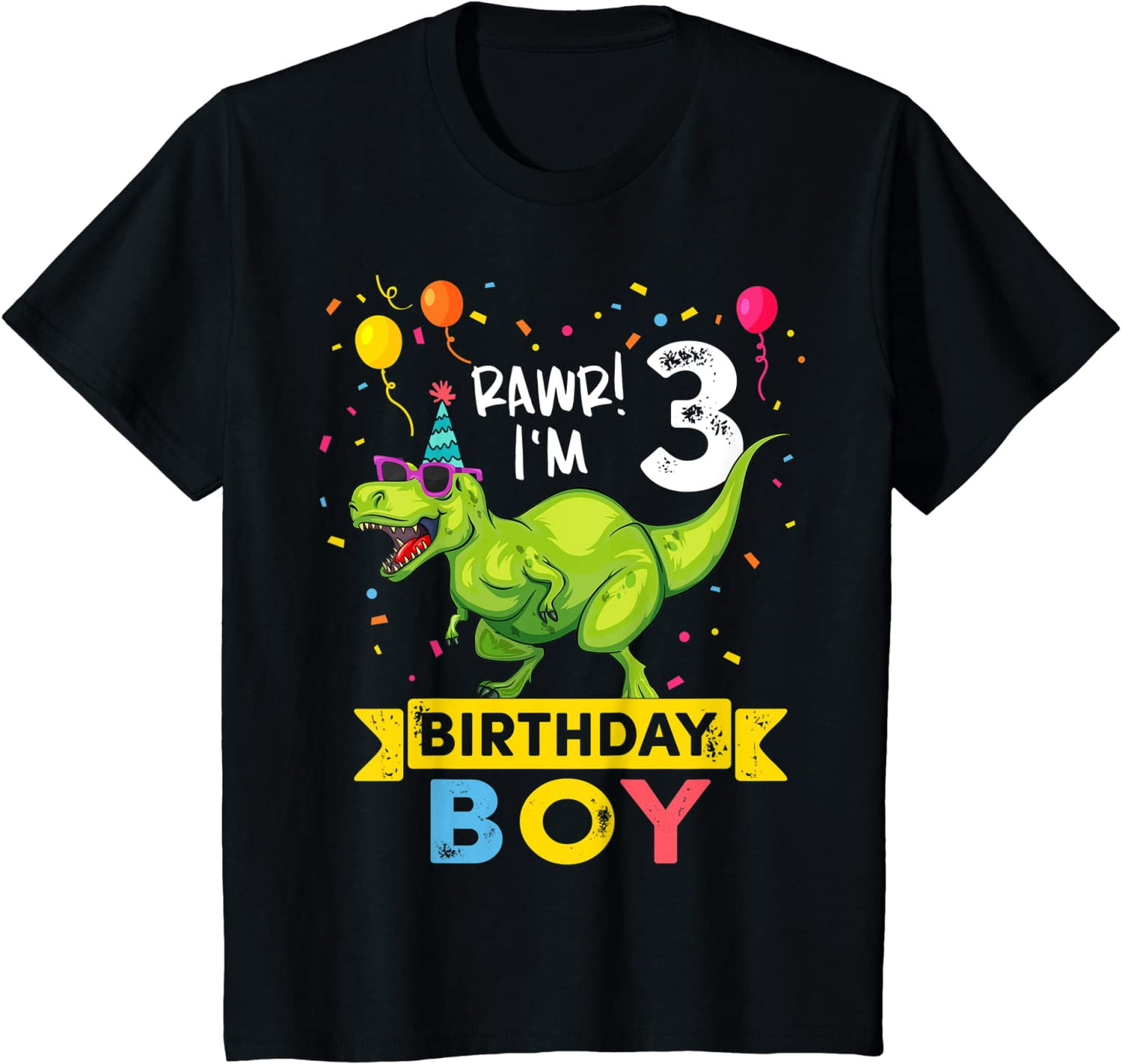 Kids 3 Year Old Shirt 3rd Birthday Boy T Rex Dinosaur T Shirt