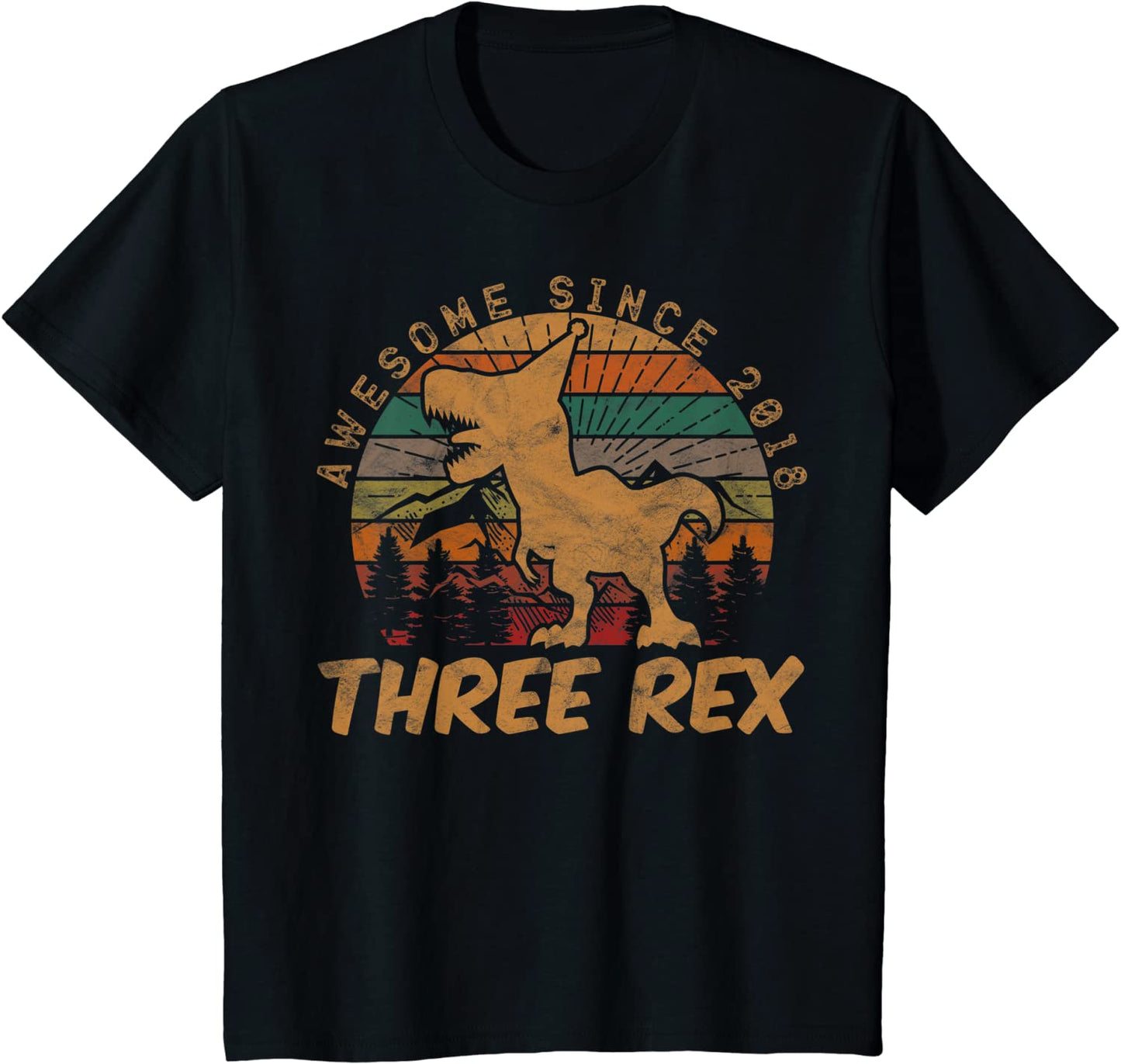 Kids Three Rex 3rd Birthday Third Dinosaur 3 Year Old T-Shirt