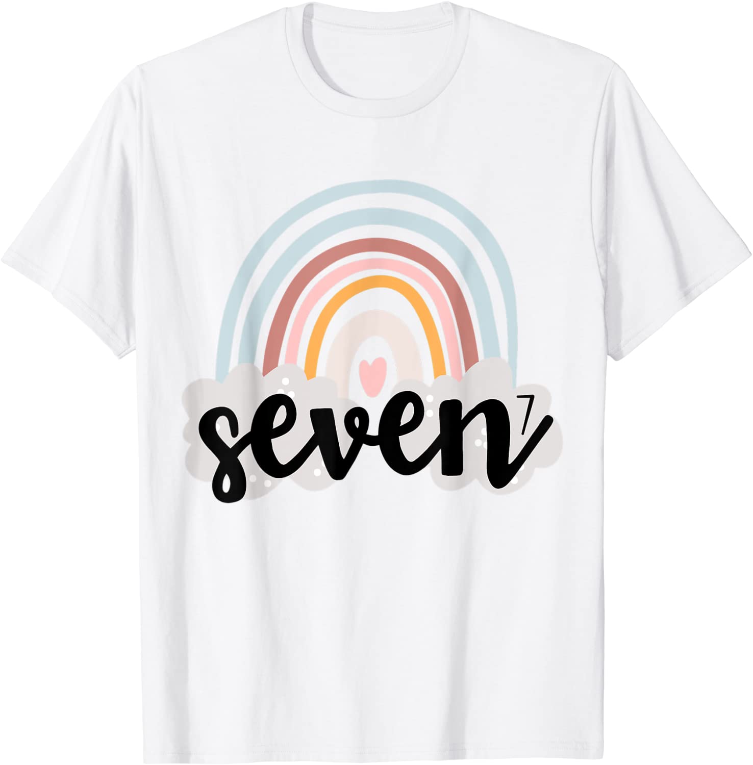 Seven Year Birthday Rainbow Party Boho Family 7 Year Old T-Shirt