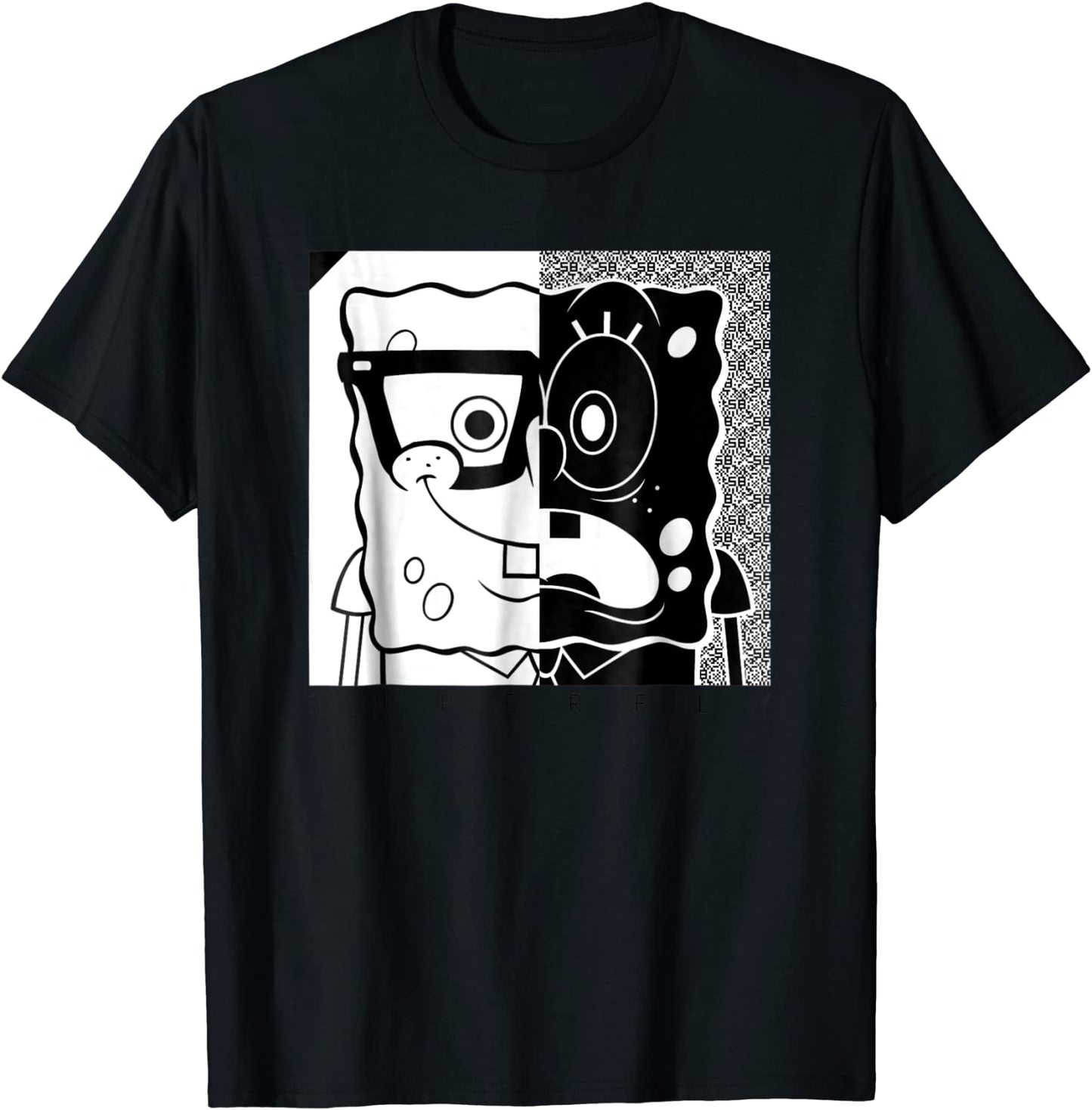 Spongebob Squarepan Superfly black and white T-shirt
