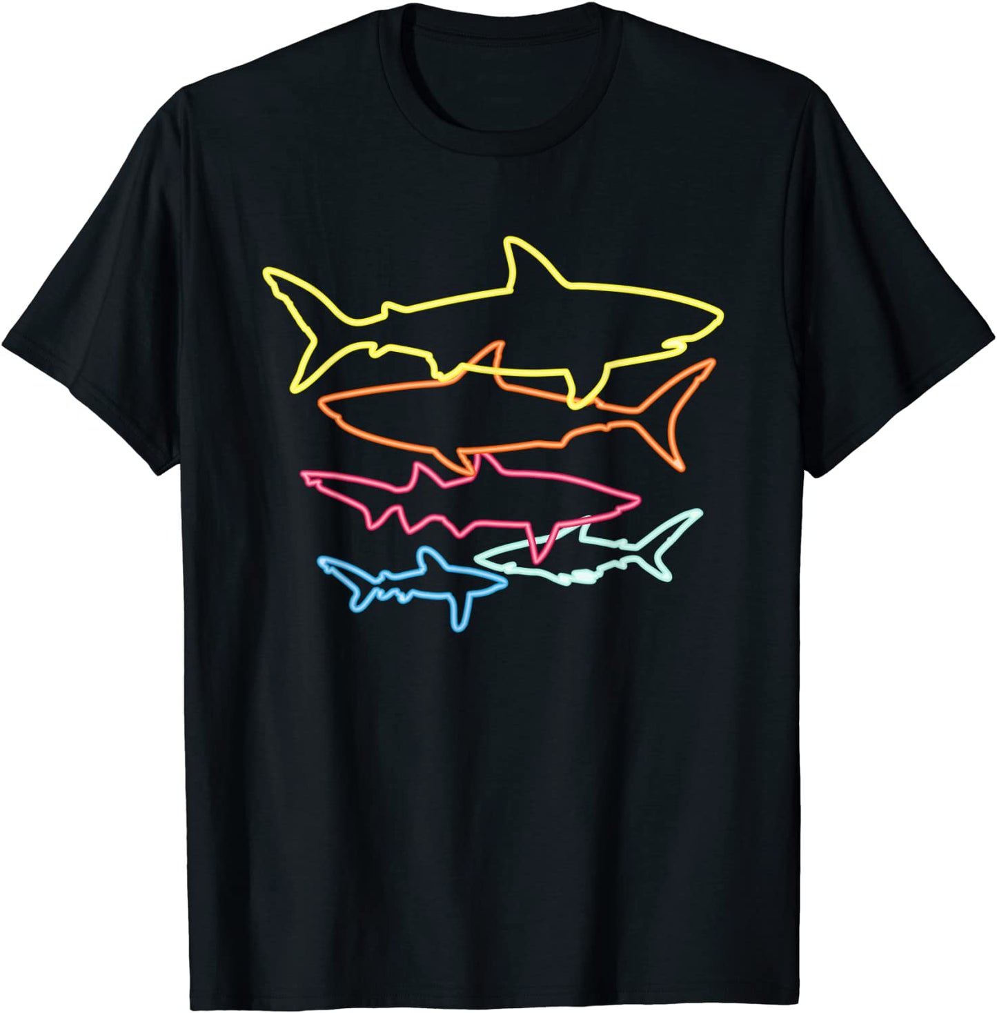 Retro 80s Shark Clothes Shark Party Kids Women Men Sharks T-Shirt