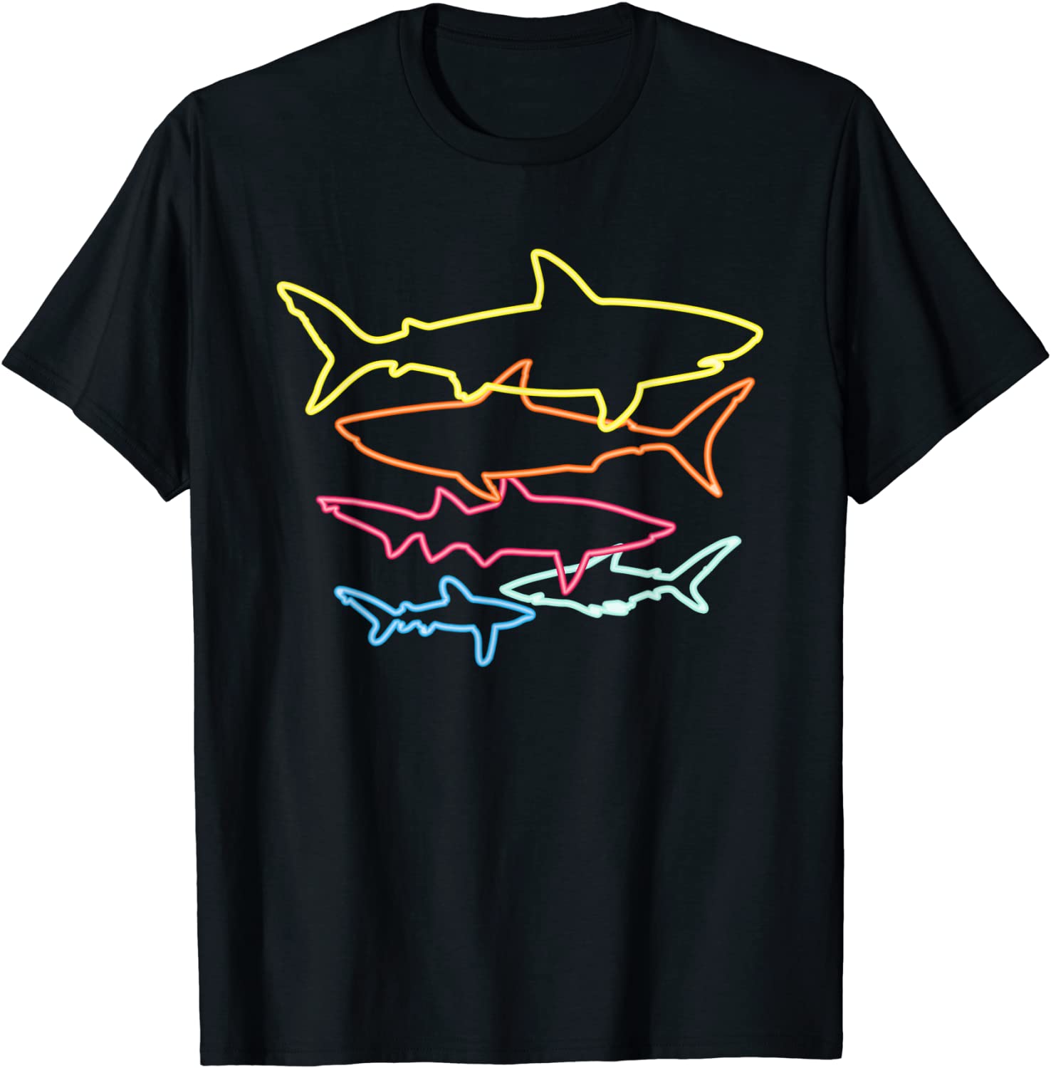 Retro 80s Shark Clothes Shark Party Kids Women Men Sharks T-Shirt