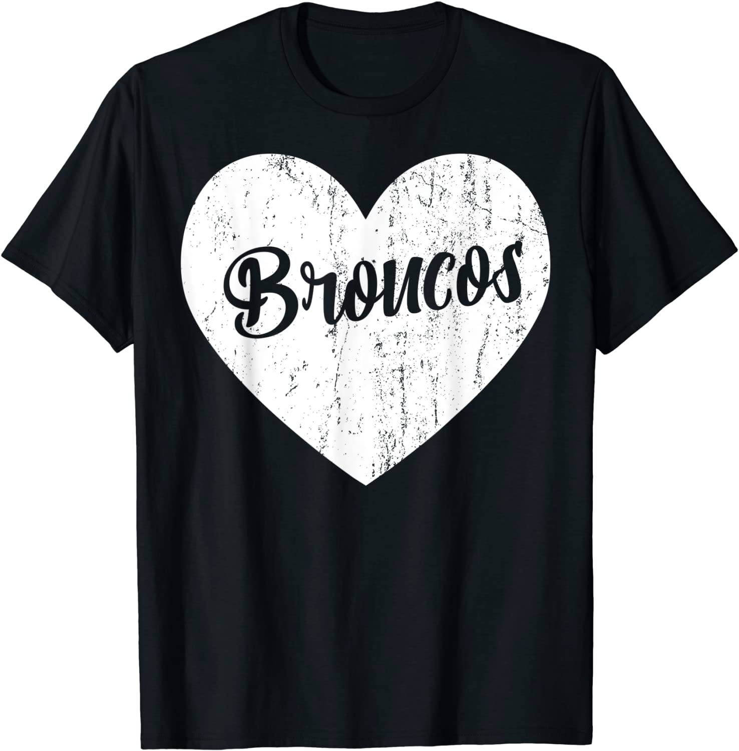 Broncos School Sports Fan Team Spirit Mascot Heart Gift T-Shirt