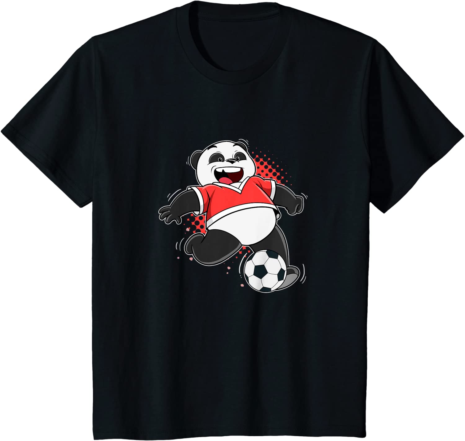 Kids Funny Panda Bear Football Soccer Team Player Kicker Sports T-Shirt