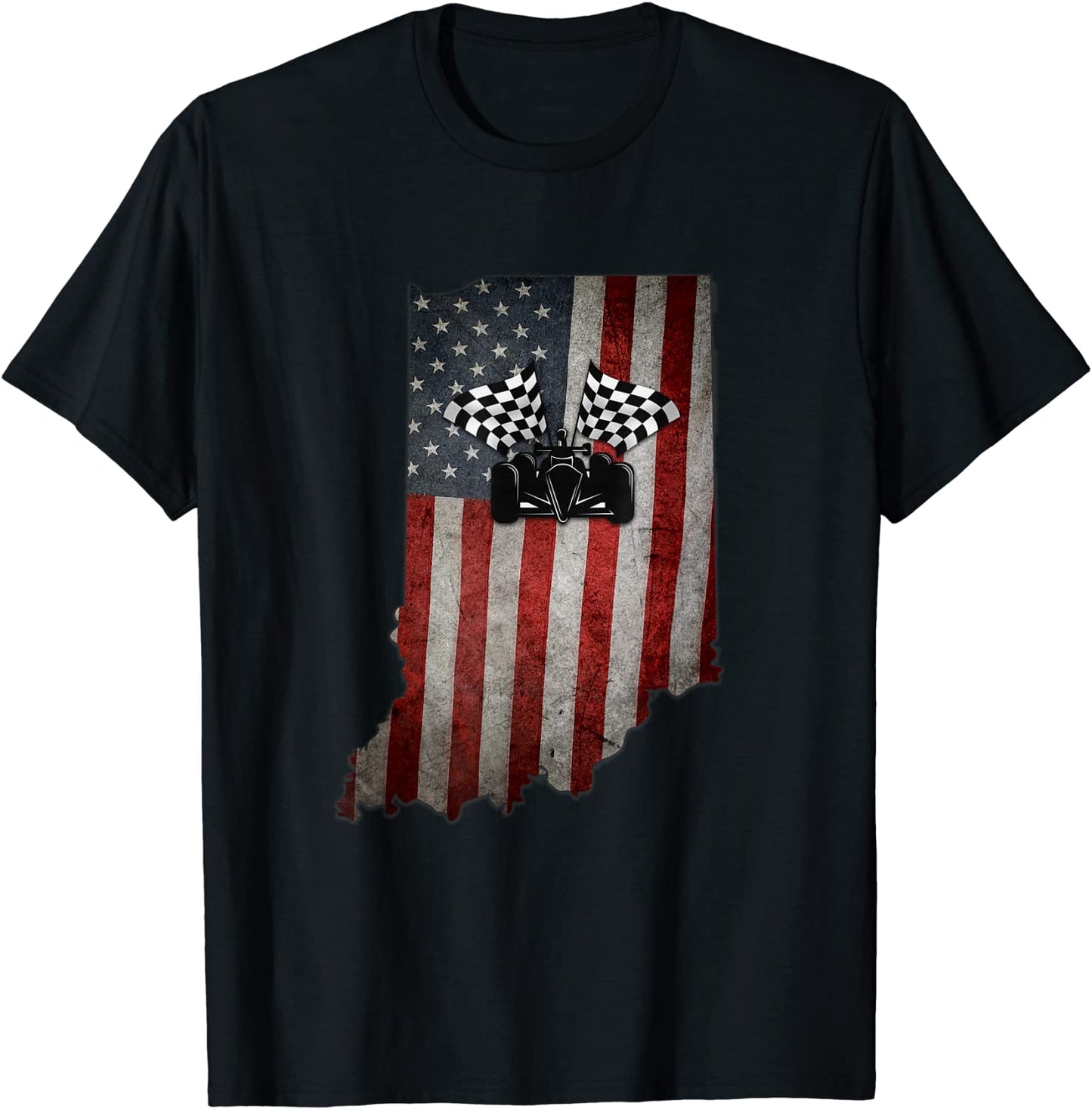 State of Indiana Racecar T Shirt Vintage Distressed Look