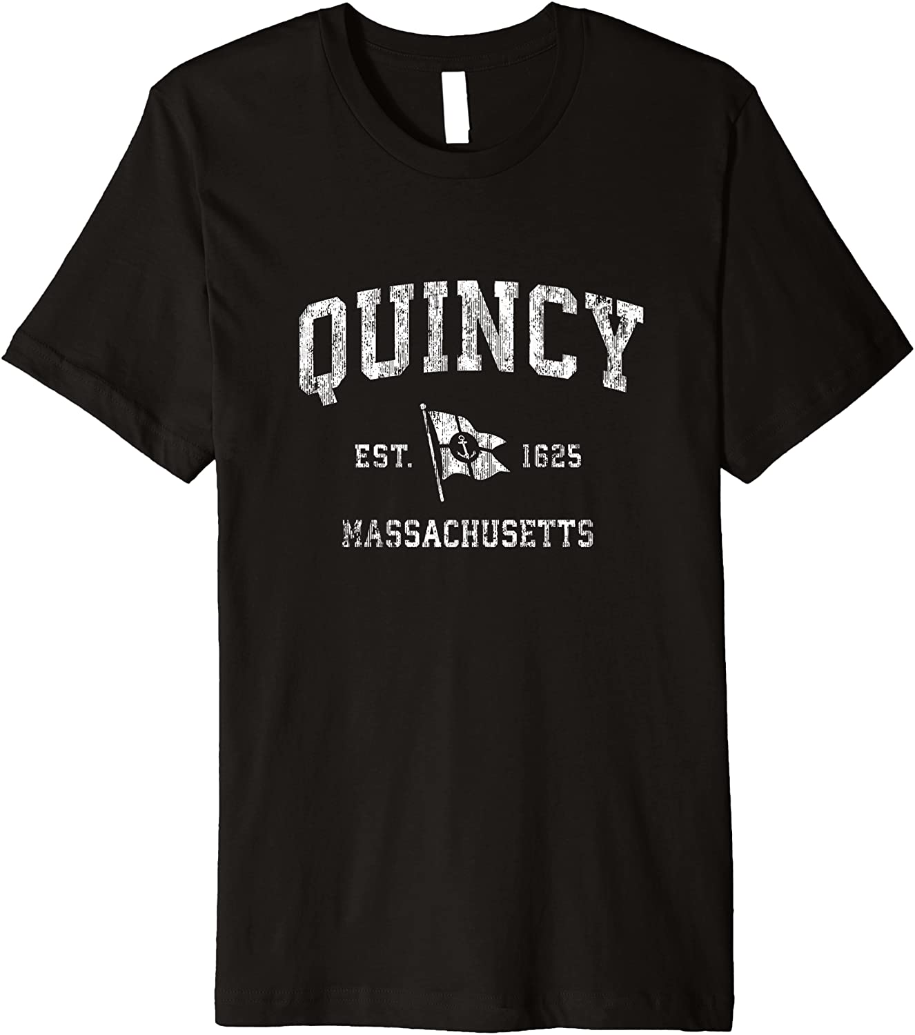 Quincy MA Vintage Nautical Boat Anchor Flag Sports Premium T-Shirt